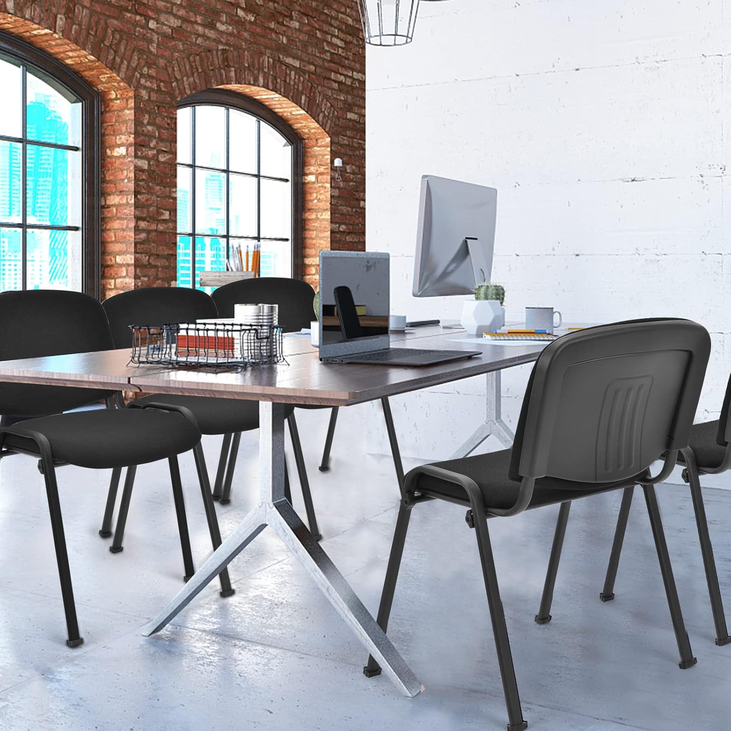 Giantex Set de 5 sillas de conferencia Elegant Design Office Set de espera para huéspedes