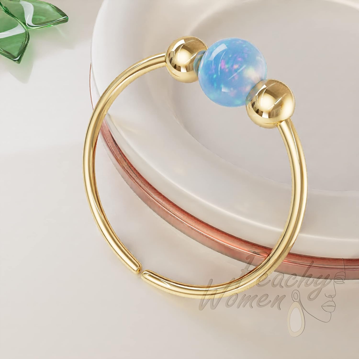 Blue Opal Septum Ring Hoop 14k Gold Filled – 20G Tiny Septum Nose Hoop For Women – 8mm Inner Diameter 0.3 Inches Jewelry