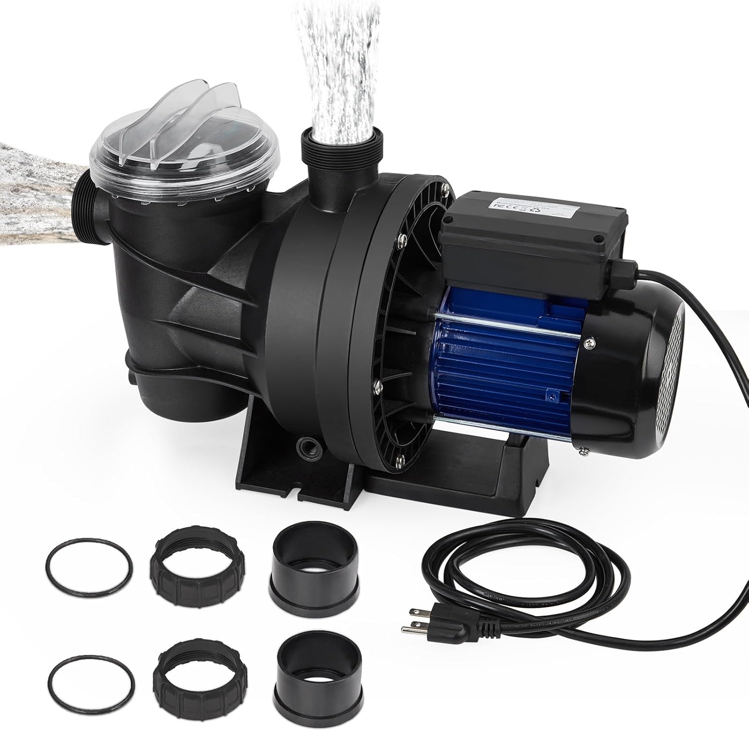 Bomba de piscina de 1.6 HP para piscina, bomba de agua de una sola velocidad, 1200 W115 V, 6075 GPH y alto flujo, potentes bombas de piscina con