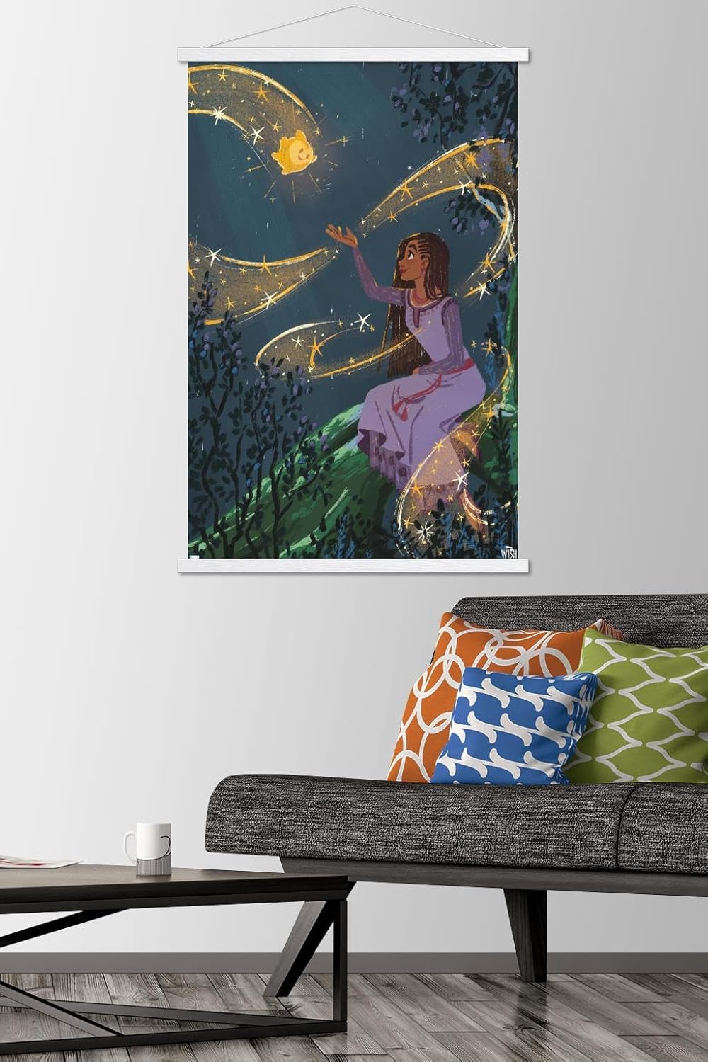 Trends International Disney Wish – Póster de collage 2 (Asha & Star), póster de pared, 22.37 x 34.00 pulgadas, paquete de impresión y colgador blanco