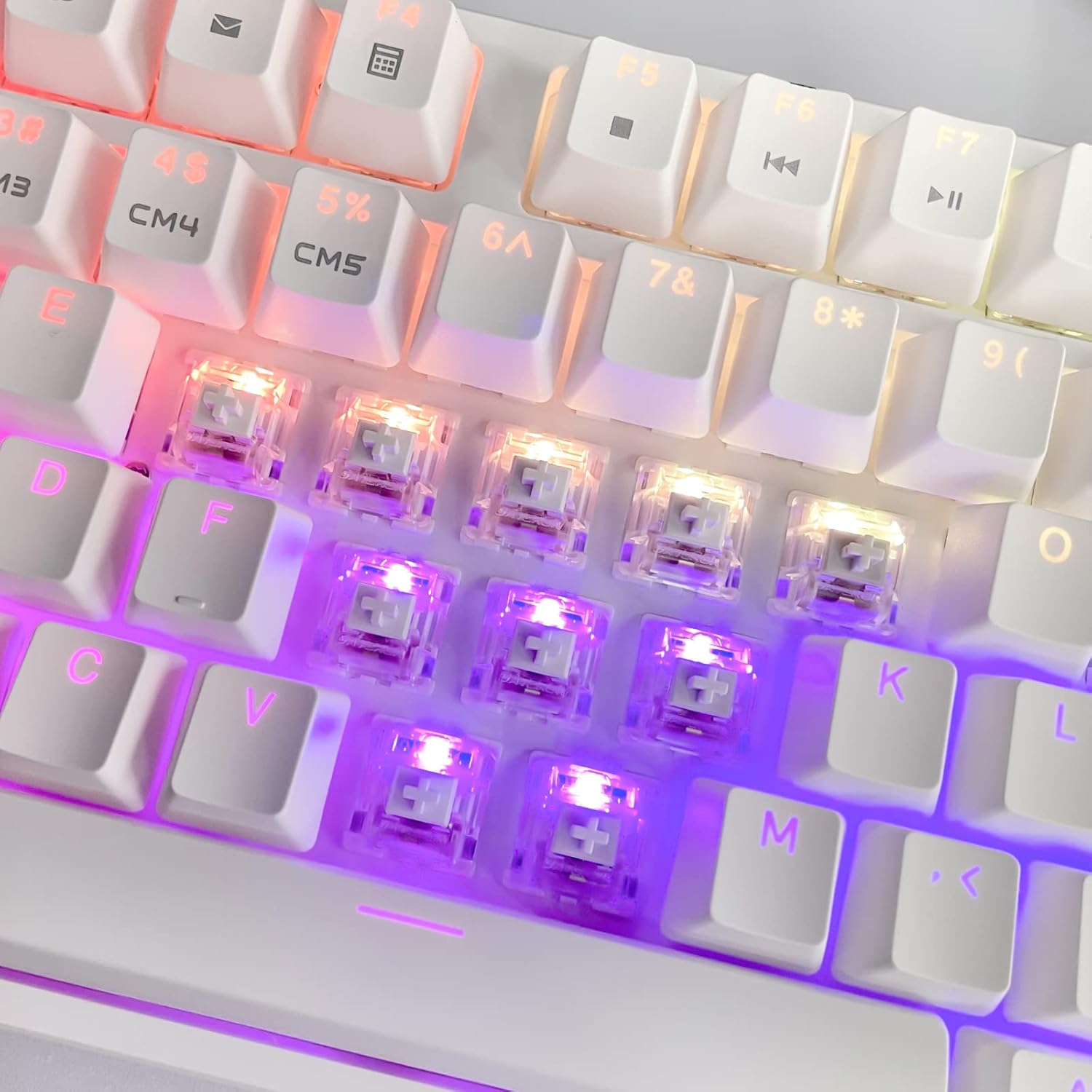 DRAOZA Gateron White Clear Pro Switches de 3 pines pre lubricados RGB G Clear Interruptores transparentes compatibles con teclado mecánico MX (72