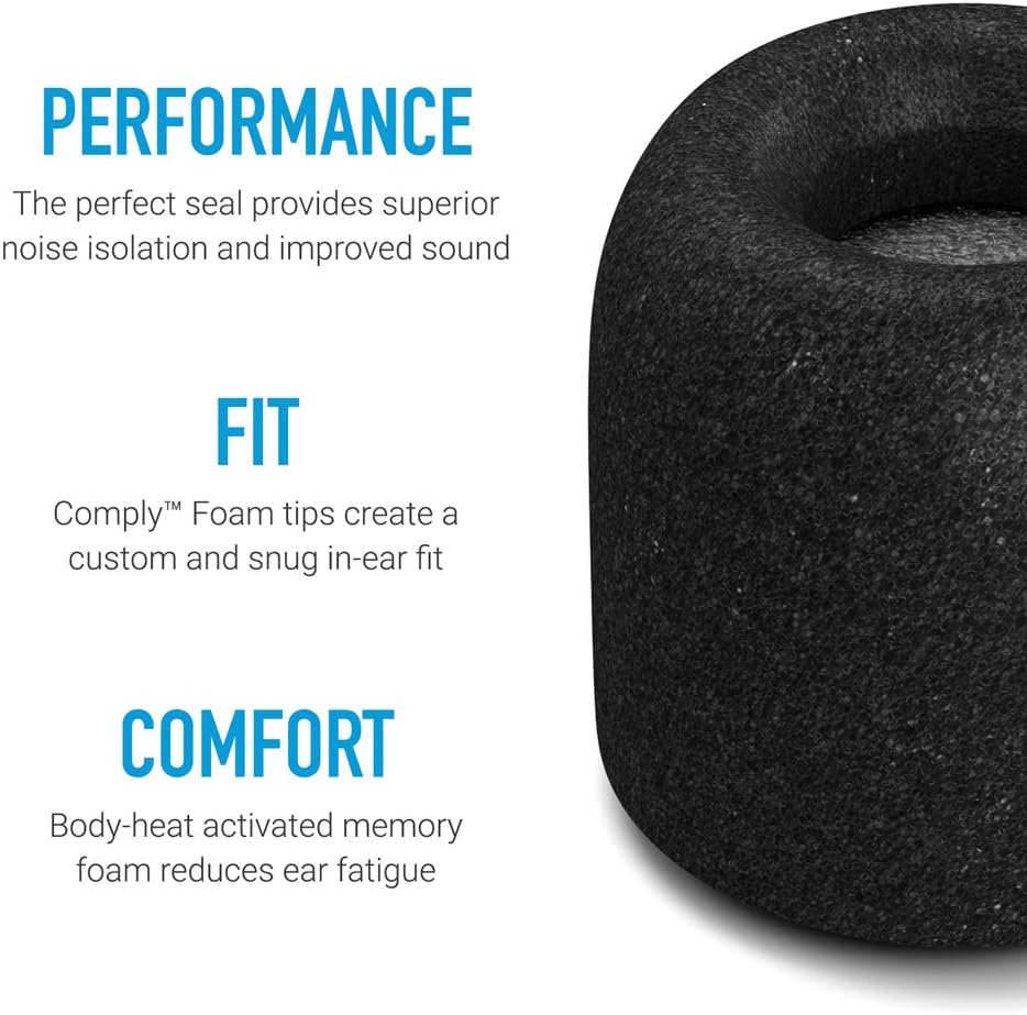 Comply Almohadillas para oído de espuma Premium -almohadillas aislamiento T-100(Negro, 3pares, tamaño grande) 200 L Negro