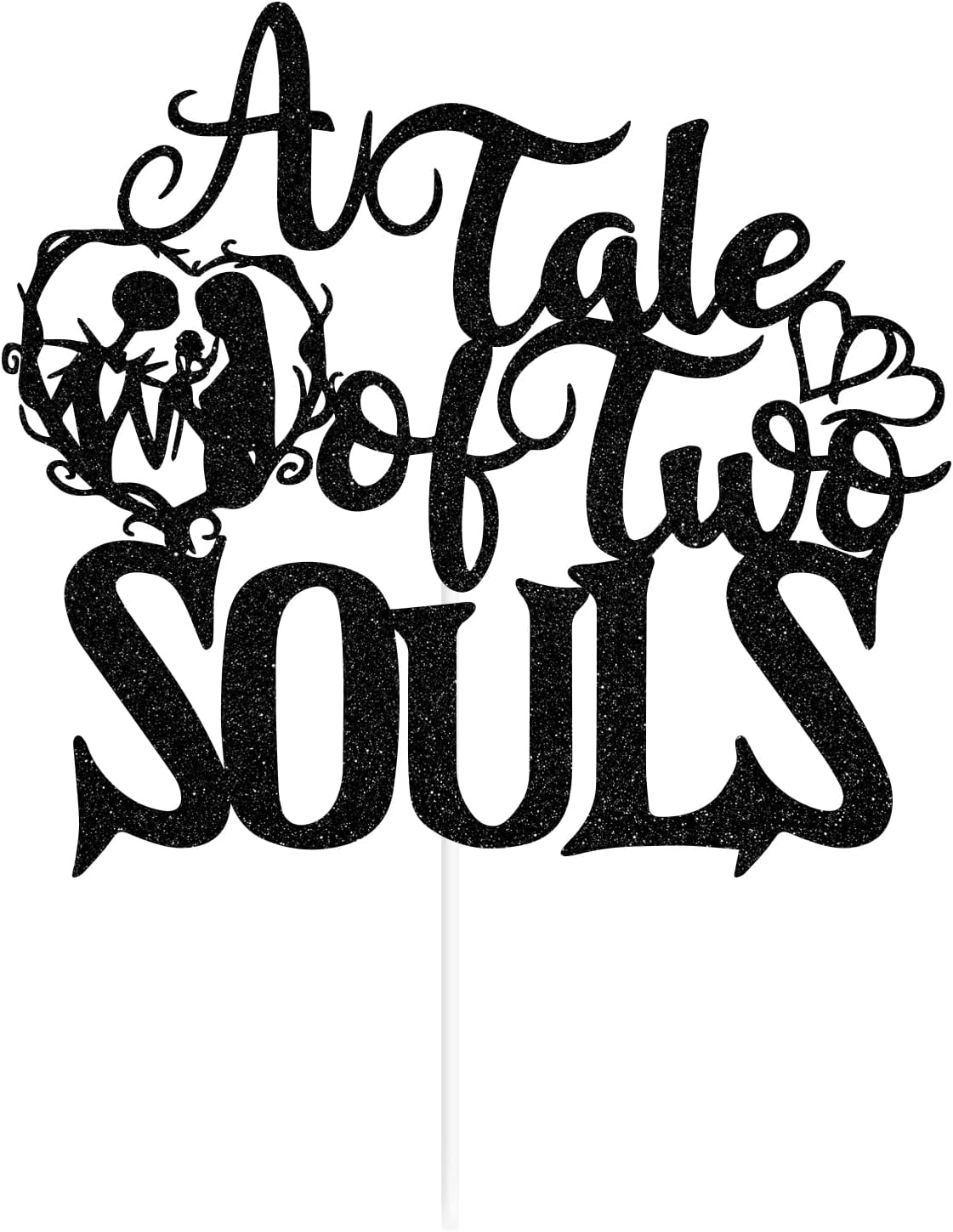 Decoración para tartas con purpurina negra “A Tale of Two Souls”, “Till DeathTill Death Do Us PartyAbout Damn Time”, decoración temática de