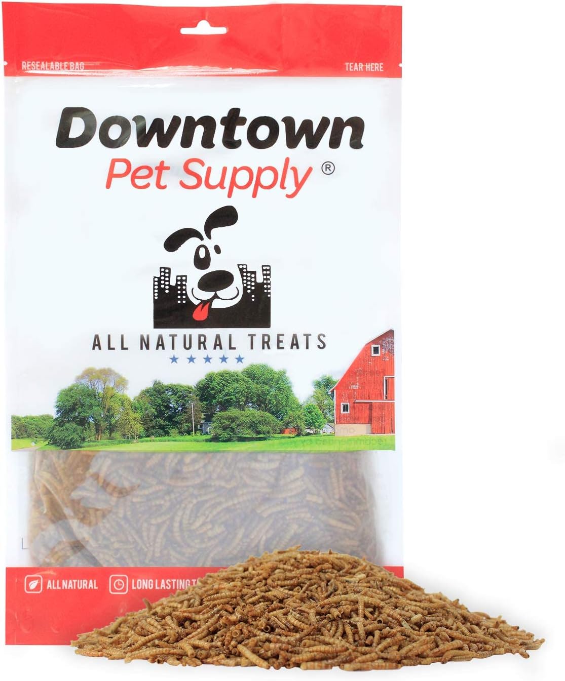 Downtown Pet Supply Gusanos secos de harina de 1 libra para aves silvestres, aves, reptiles y pequeños mamíferos ricos en vitamina B12, B5,