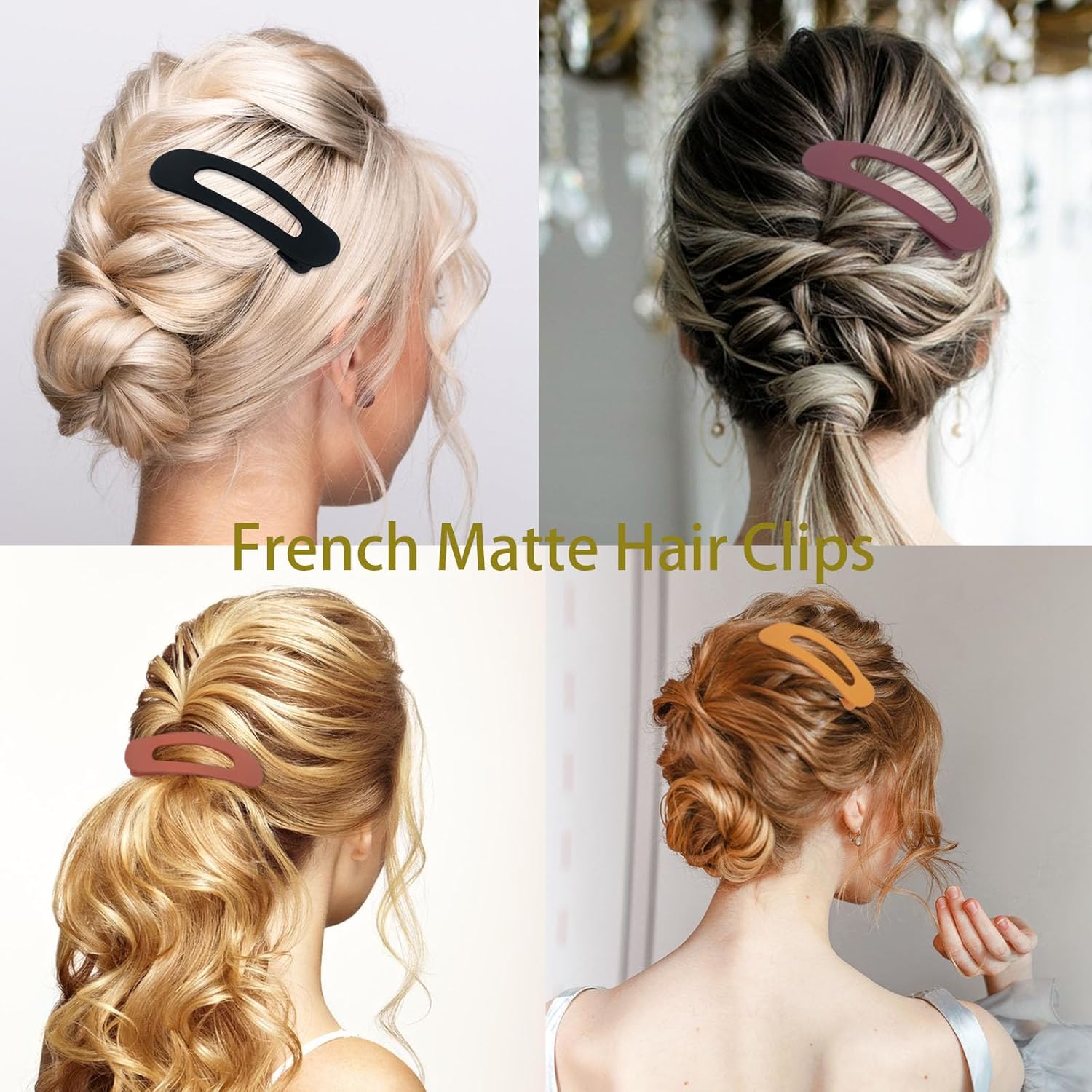 Paquete de 7 pinzas planas para el cabello, pinzas planas mate para mujer, pinzas grandes antideslizantes para cabello grueso o fino, pinzas de pelo