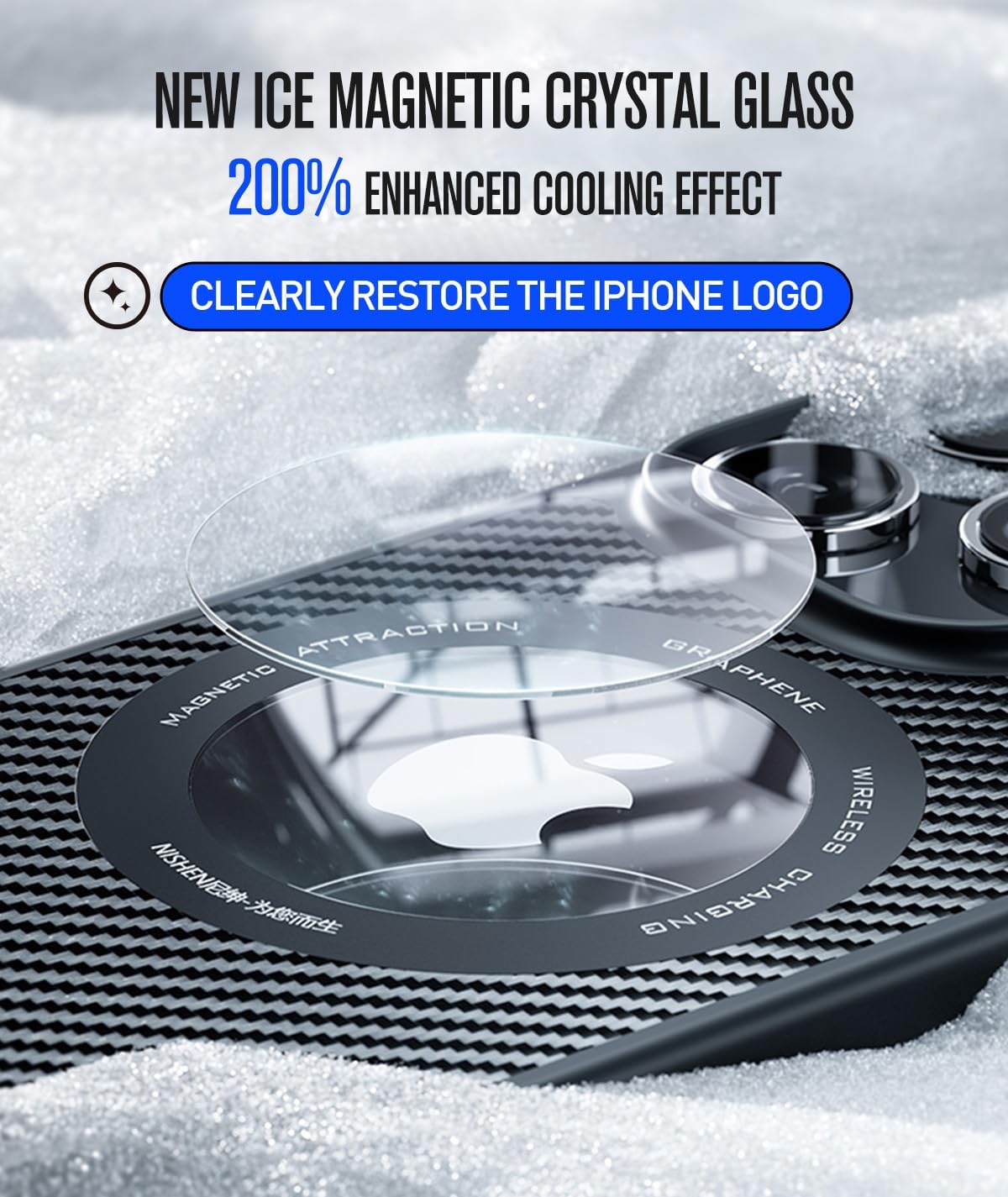 Funda de refrigeración de grafeno para iPhone 14 Pro Max magnético fuerte compatible con MagSafe protección de grado militar de 360 refrigeración