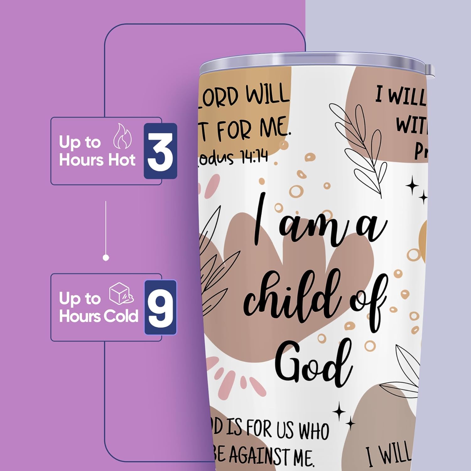 ZOKCC Regalos cristianos para mujeres, vaso de acero inoxidable con texto en inglés “I Am a Child of God”, taza de café de 20 onzas, regalos de