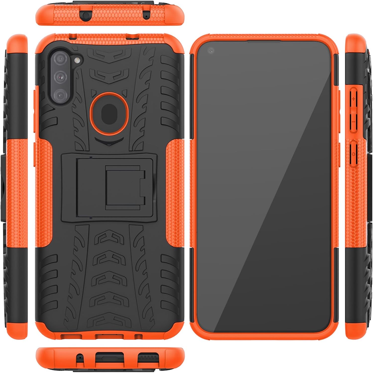 Asuwish Funda de teléfono para Samsung Galaxy A11M11 con protector de pantalla de vidrio templado y soporte delgado, funda protectora híbrida