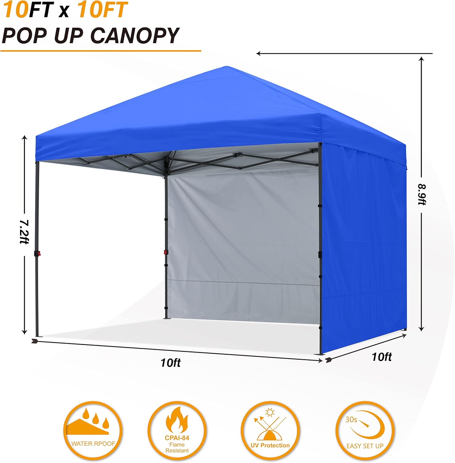 COOSHADE Tienda de campaña desplegable de 10 x 10 pies, para festivales al aire libre, para eventos y eventos, tienda de manualidades, con 2 paredes