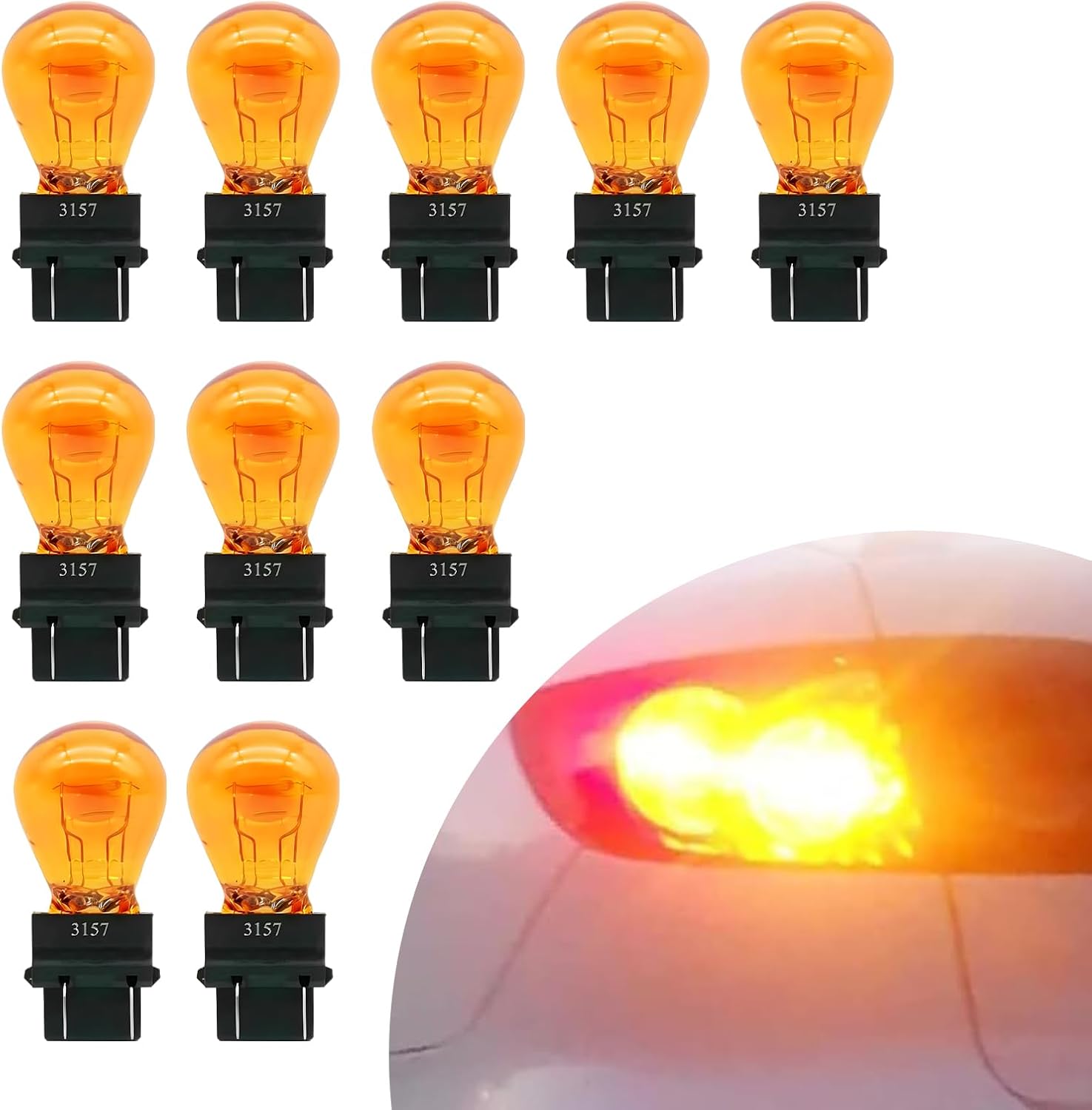 Pack-10 3157 – Bombilla de freno para automóvil, 12 V, 215 W, filamento estable, lámpara halógena de alto brillo, mini luz trasera de cristal de