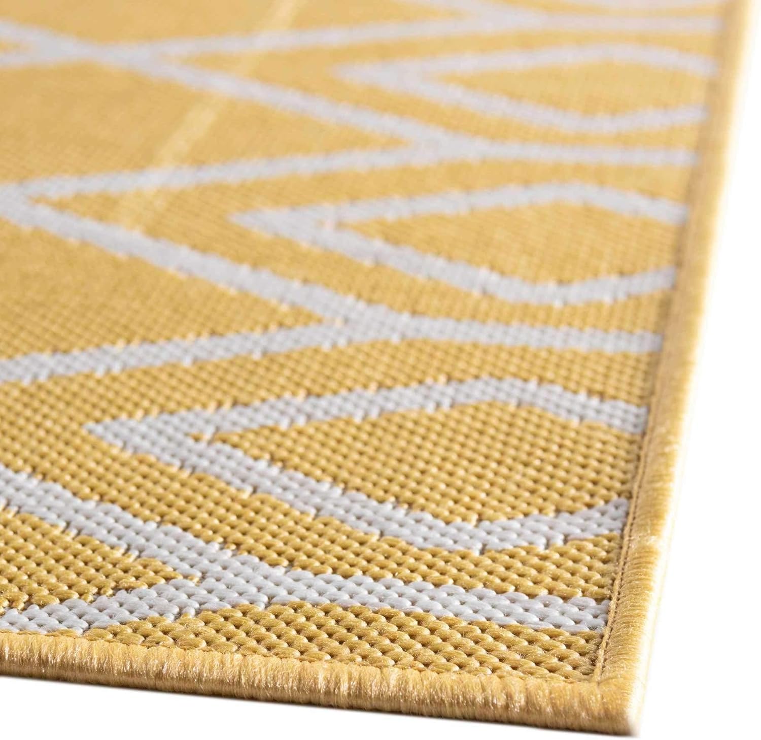Jill Zarin Outdoor Collection – Alfombra rectangular de 3 pies 3 pulgadas x 5 pies 3 pulgadas, color amarillo marfil y marfil