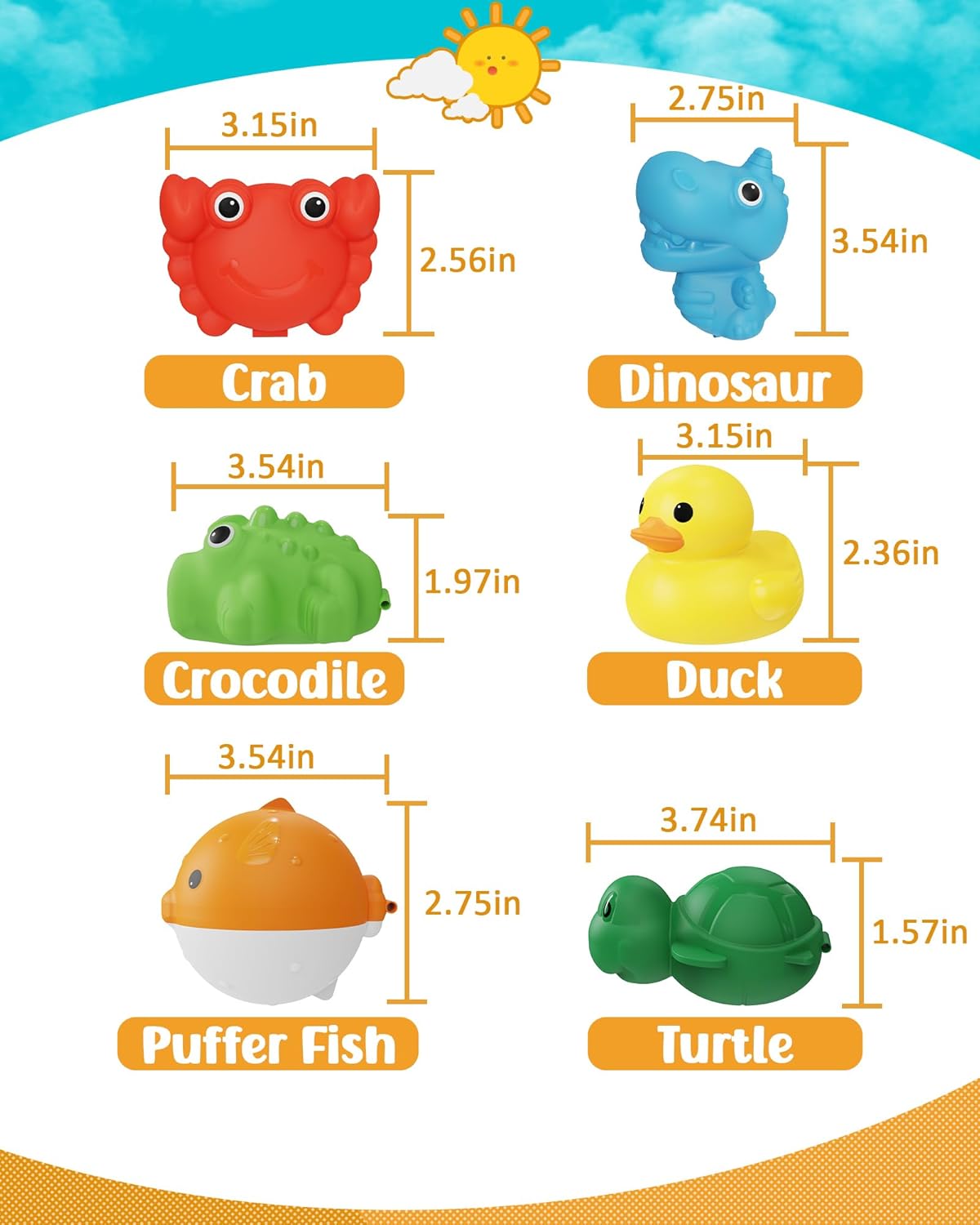 Juguetes de baño para bebés de 6, 12 y 18 meses, juguetes de baño con forma de animal, juguetes de baño de silicona suave, esenciales para el baño
