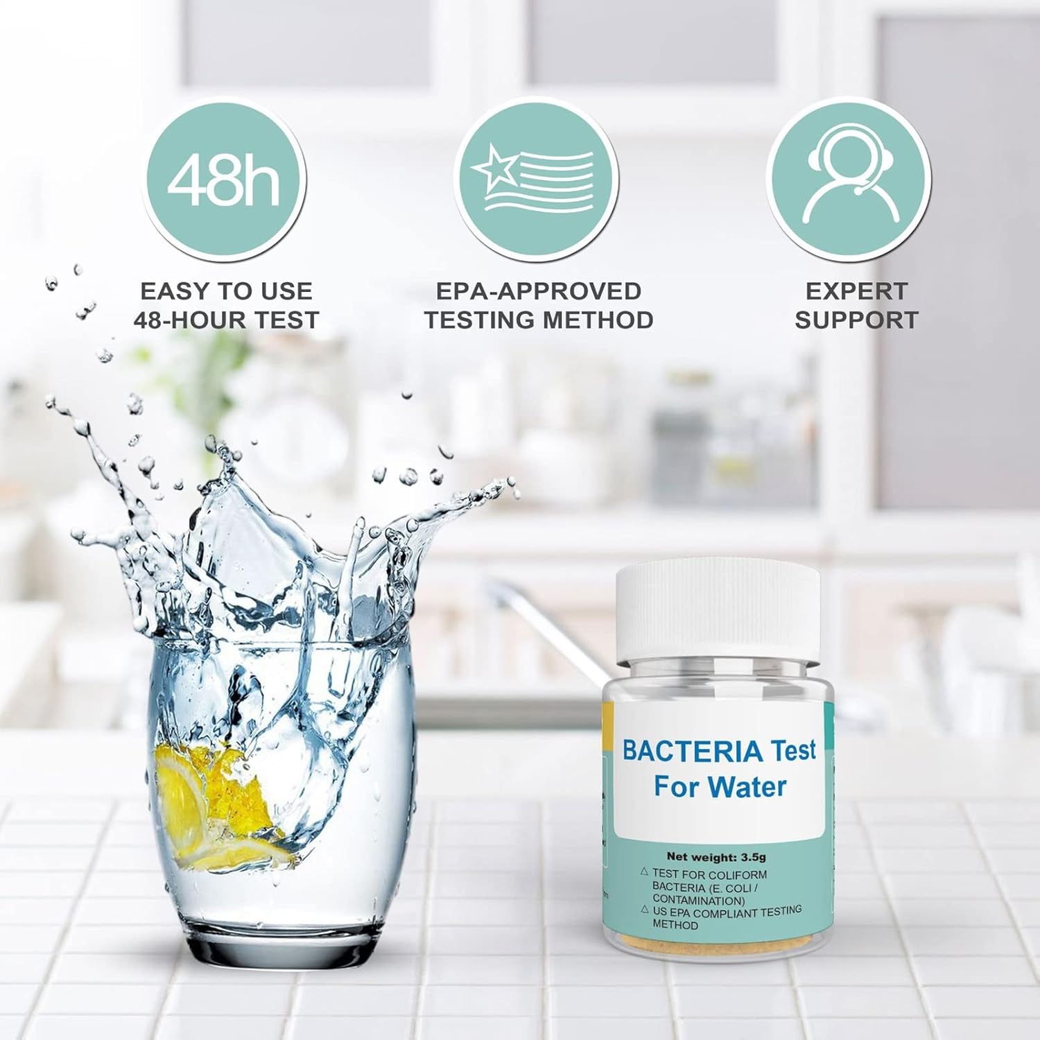 Kit de prueba de agua potable para detección de bacterias E. coli y coliformes para pozo de bañera de hidromasaje o agua potable