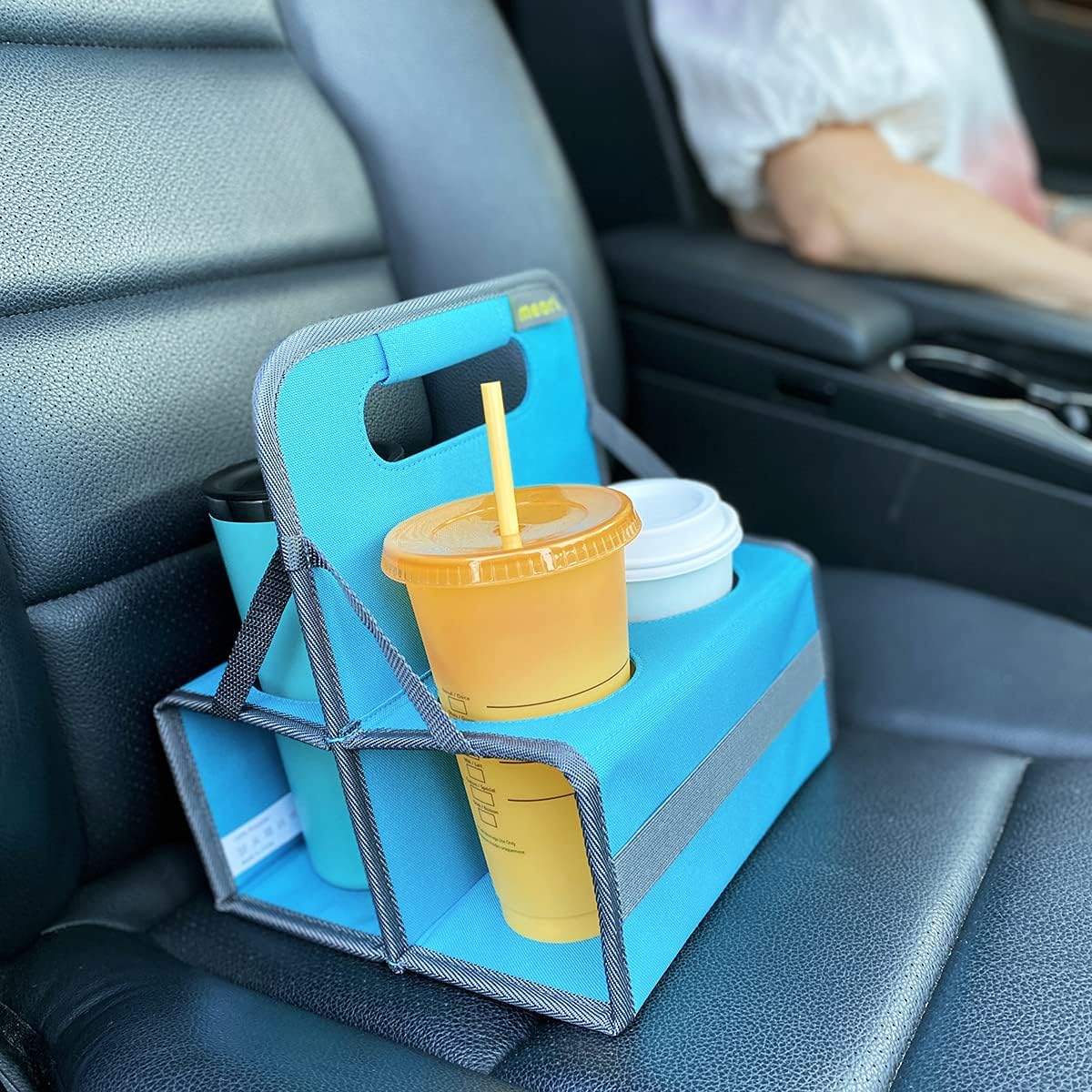 meori Portabebidas reutilizable para 4 tazas, portador de tazas para llevar, plegable, portador de café con asa para vino, cócteles, organizador