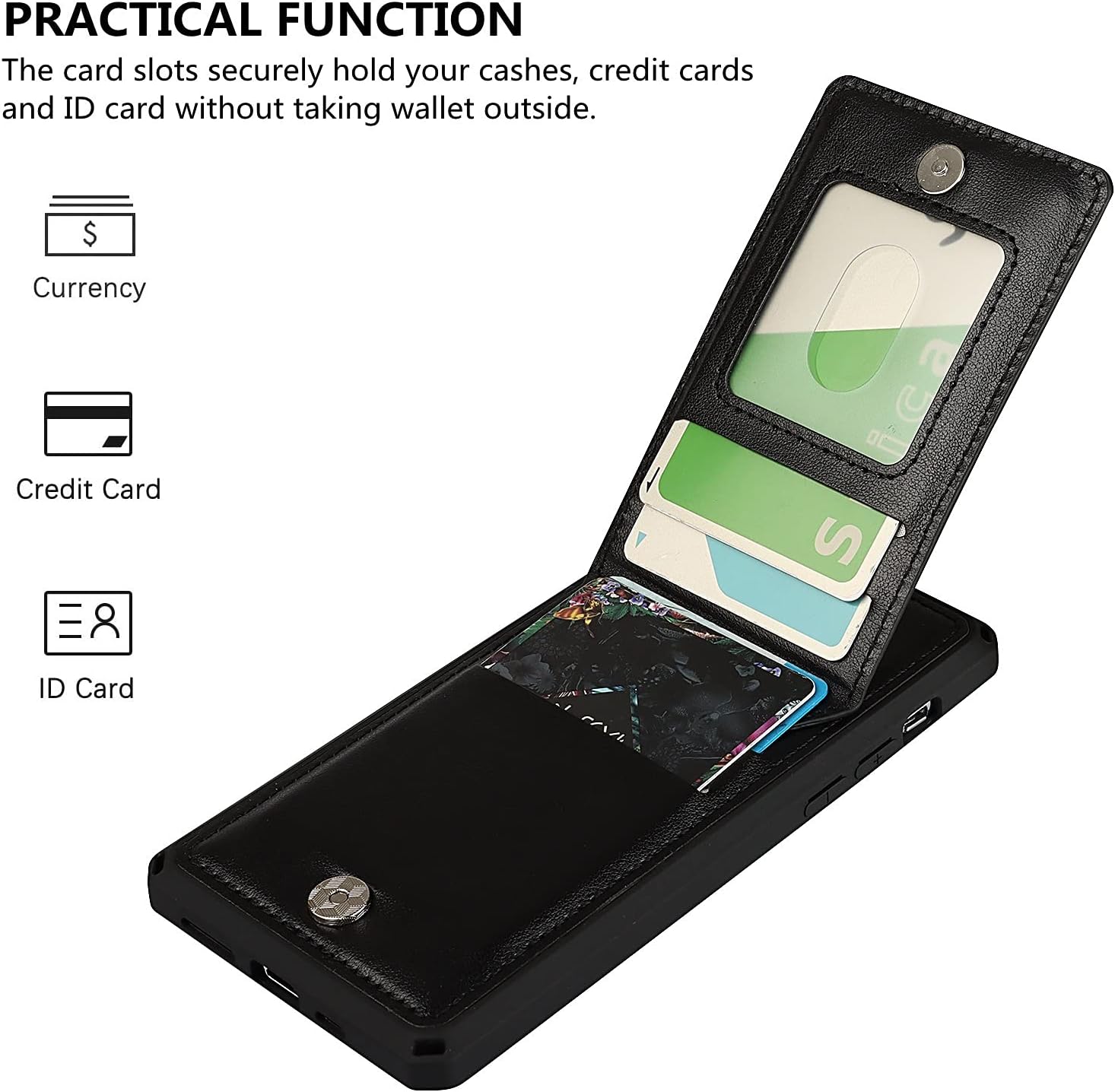 iCoverCase Funda tipo cartera para iPhone 11 con soporte para tarjeta de crédito, bloqueo RFID de cuero de primera calidad con cierre magnético y