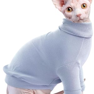 Idepet Sphynx – Camisa de algodón para gatos sin pelo, suéter de cuello alto, transpirable, ropa de gatito, adorable chaleco de pijama para gatos y Idepet Sphynx – Camisa de algodón para gatos sin pelo, suéter de cuello alto, transpirable, ropa de gatito, adorable chaleco de pijama para gatos y