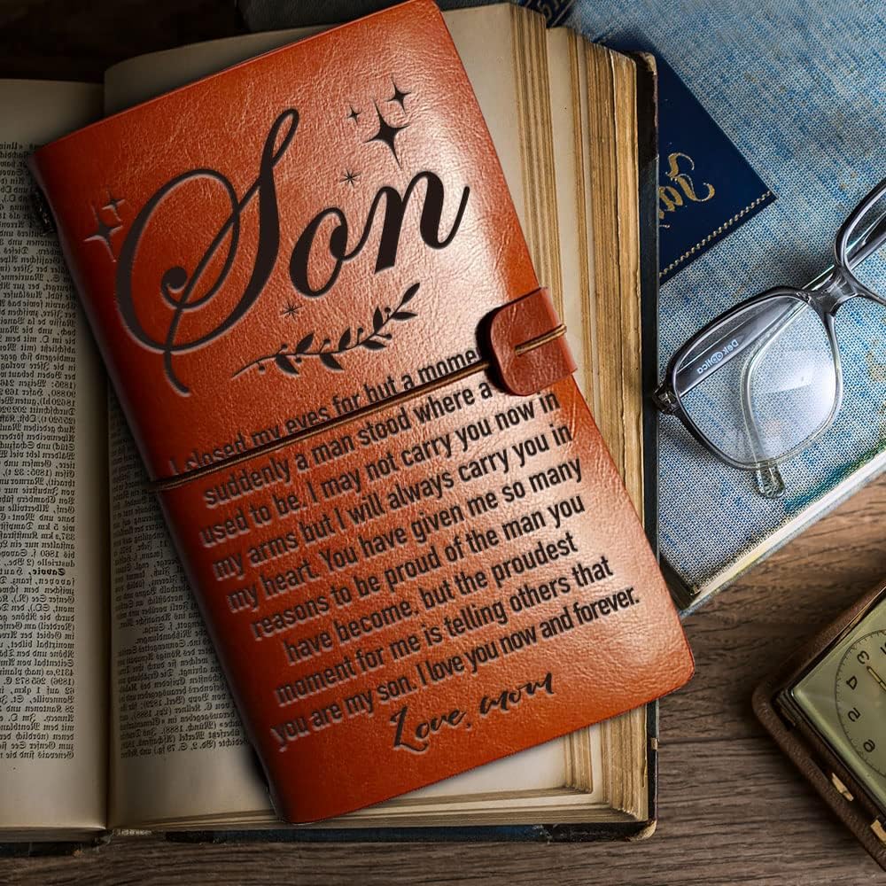 Diario de cuero para hijo de mamá, siempre te llevaré en mi corazón, regalos de Navidad, graduación, cumpleaños para hijo, diario de viaje, cuaderno