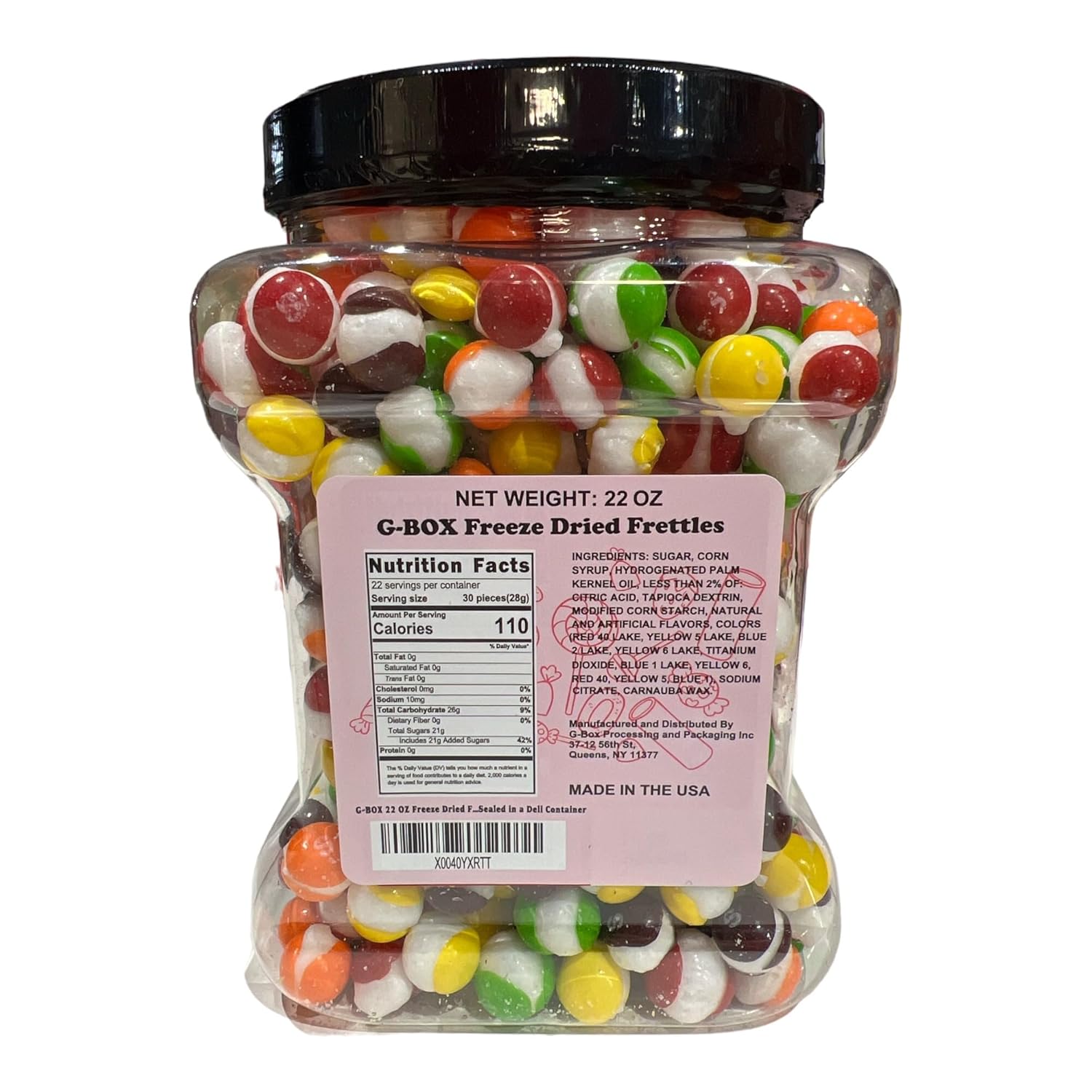 G-BOX Trastones liofilizados de 22 onzas, delicioso estallido crujiente y sabroso, sellado hermético en un recipiente de delicatessen