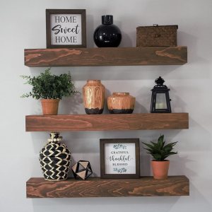 Floating shelves wood-farmhouse shelves-black shelves above toilet-wall shelves-rustic wall shelf-gray floating shelves-kitchen shelf (36″, Walnut) Floating shelves wood-farmhouse shelves-black shelves above toilet-wall shelves-rustic wall shelf-gray floating shelves-kitchen shelf (36″, Walnut)