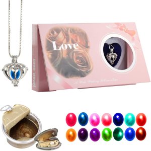Kit de collar de perlas de agua dulce, caja de regalo de perlas sorpresa, kit de fabricación de collar de delfín, colgante de jaula de cuentas con Kit de collar de perlas de agua dulce, caja de regalo de perlas sorpresa, kit de fabricación de collar de delfín, colgante de jaula de cuentas con