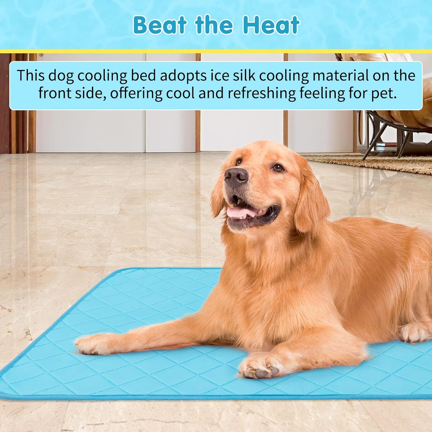 BINGPET Upgrade Self-Cooling Mat for Dogs Extra Large,35″ x 23″ Dog Cooling Mat Summer Pet with Non-Slip Bottom for Dog & Cat,Super Absorbent