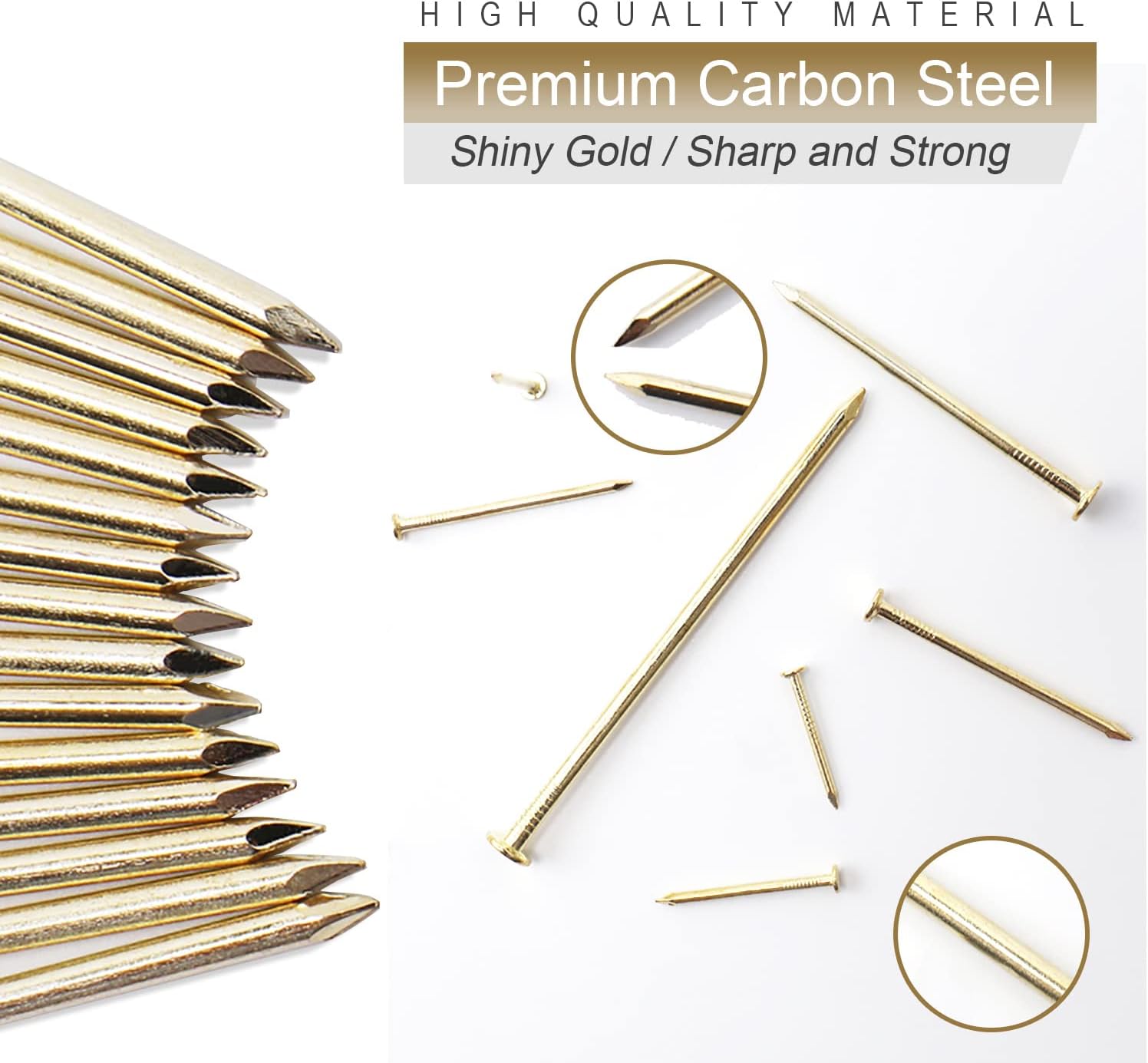 450 clavos dorados para colgar, chapados en latón de 1-14 pulgadas × 16 Ga, para colgar cuadros, uñas de cabeza plana, uñas de madera, uñas para