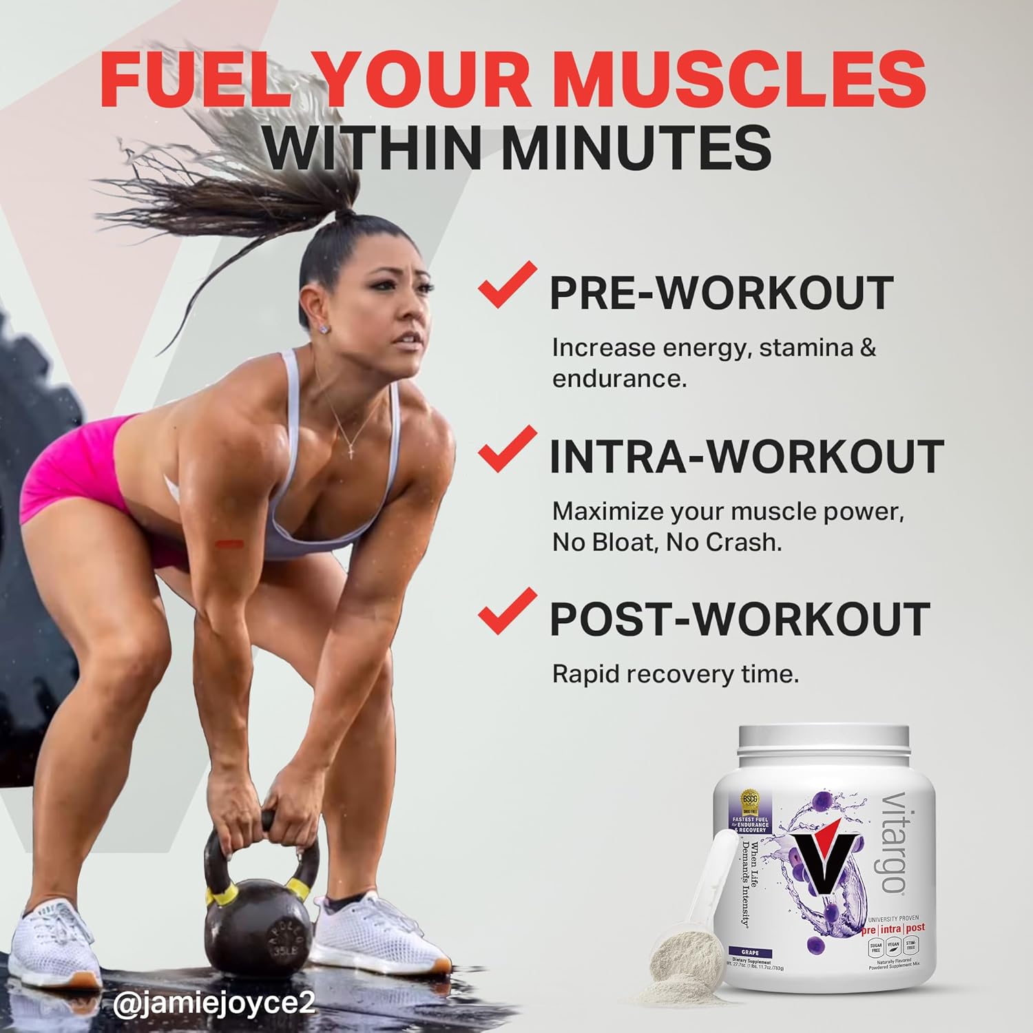 Vitargo Polvo de carbohidratos  Alimenta glucógeno muscular 2 veces más rápido  1 libra de uva antes del entrenamiento y después del entrenamiento