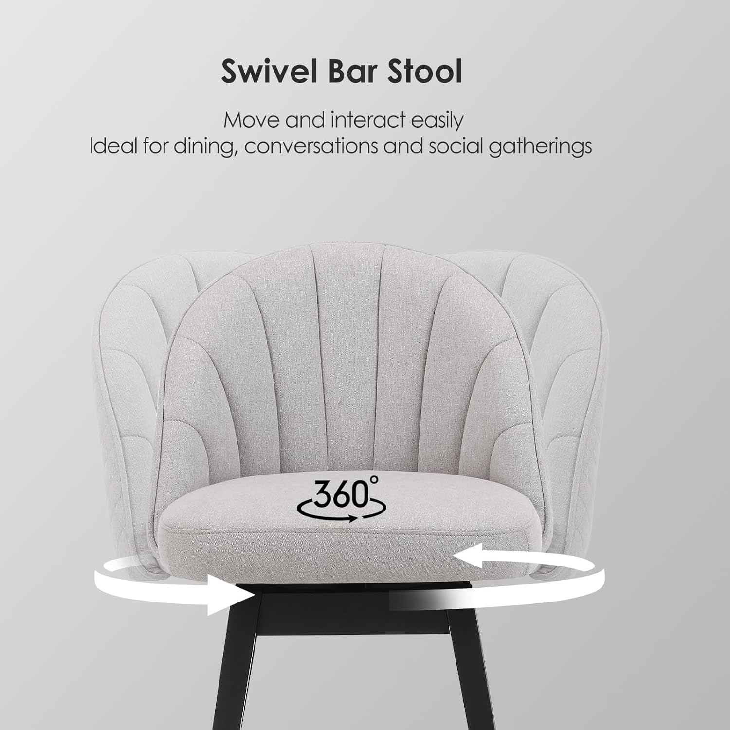 Juego de 2 taburetes de bar giratorios de altura de mostrador, 360 pulgadas de alto, sillas de comedor de tela de lino con patas de madera maciza,