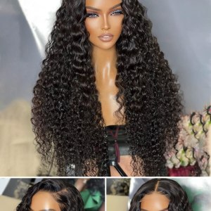 Brennas Pelucas de cabello humano rizado con encaje frontal para mujer, sin pegamento, con ondas profundas, pelucas de cabello humano prearrancado Brennas Pelucas de cabello humano rizado con encaje frontal para mujer, sin pegamento, con ondas profundas, pelucas de cabello humano prearrancado