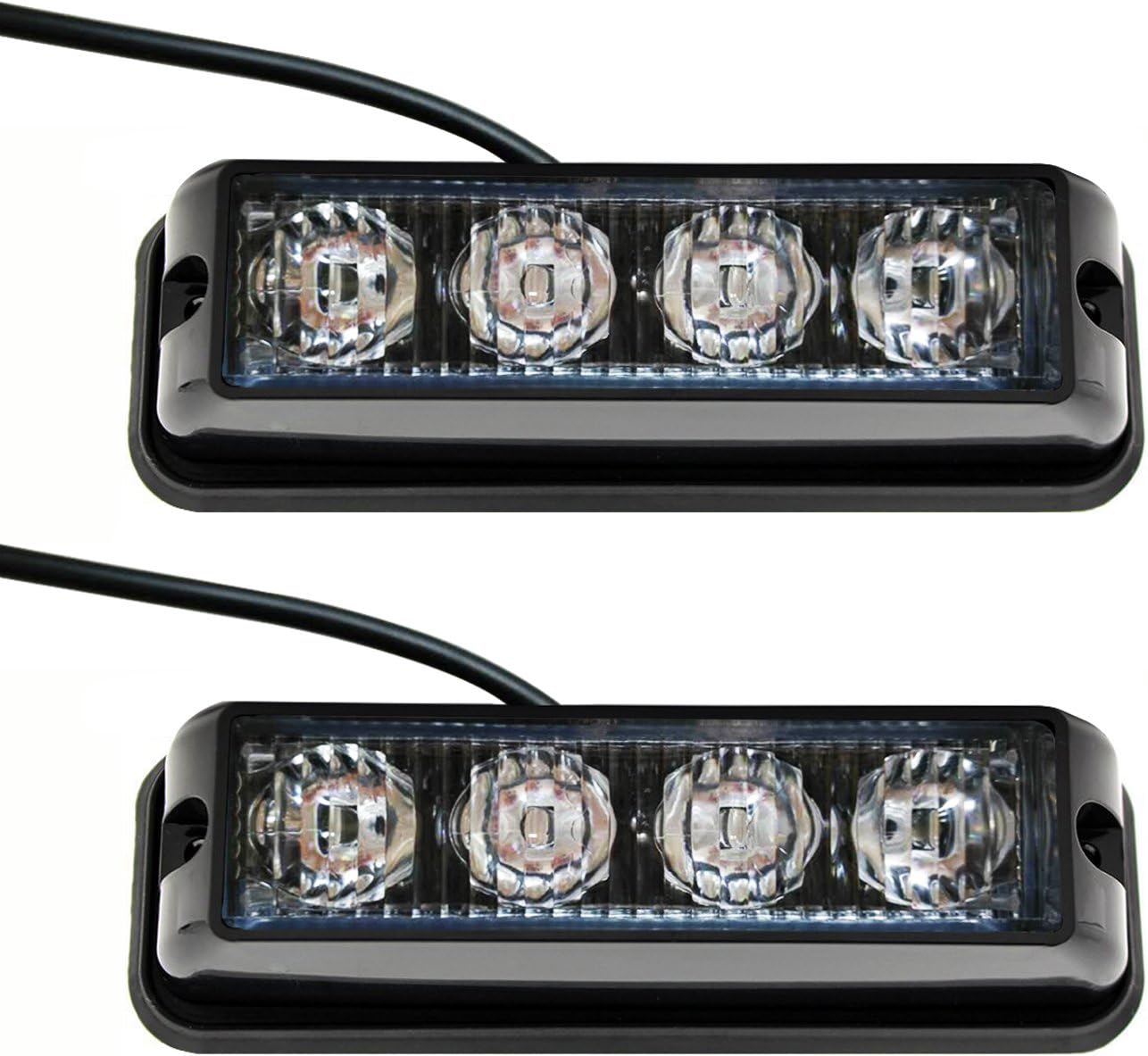 2 luces estroboscópicas de emergencia de 4 LED para camiones de 12-24 V, luz intermitente de advertencia de montaje en superficie, barra de luz de