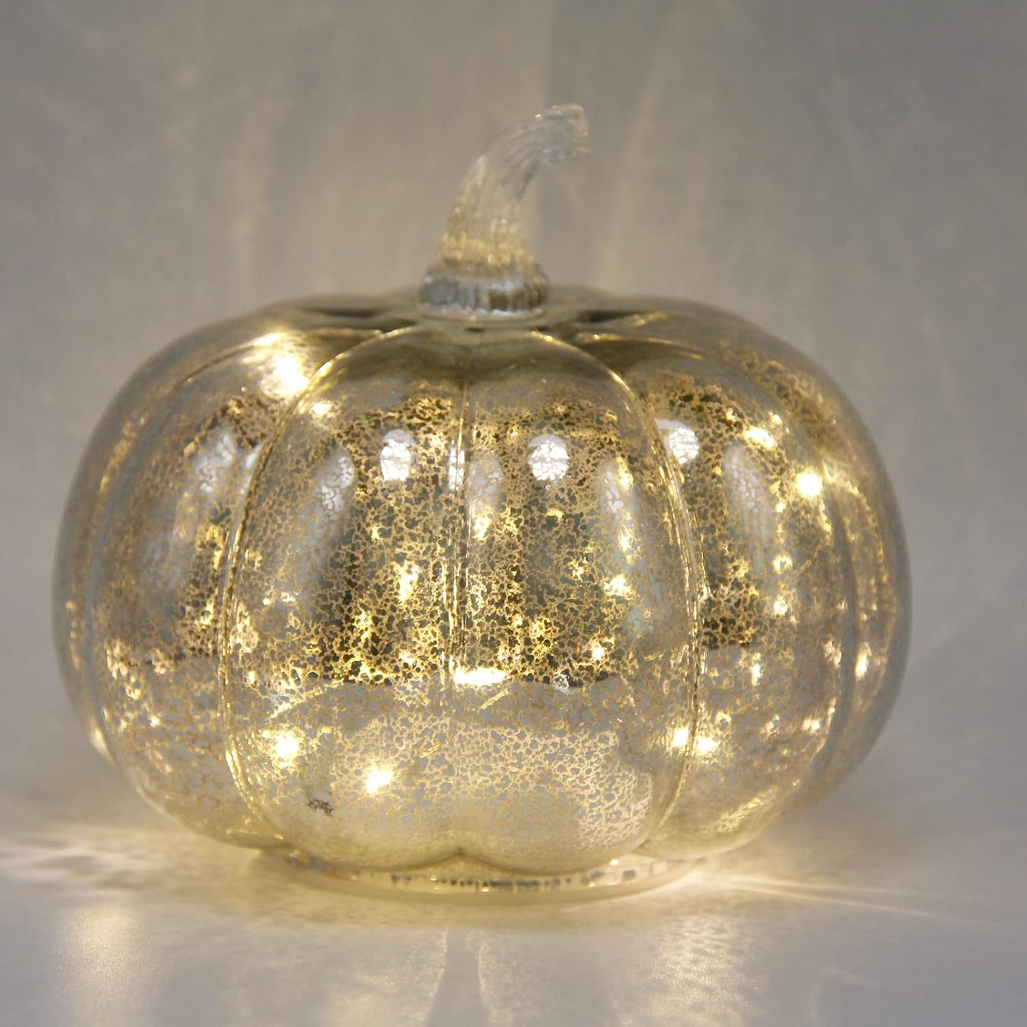 CFDECOR Luz de calabaza de cristal de mercurio con temporizador, con 10 luces de hadas en el interior, funciona con pilas, ideal para decoración de