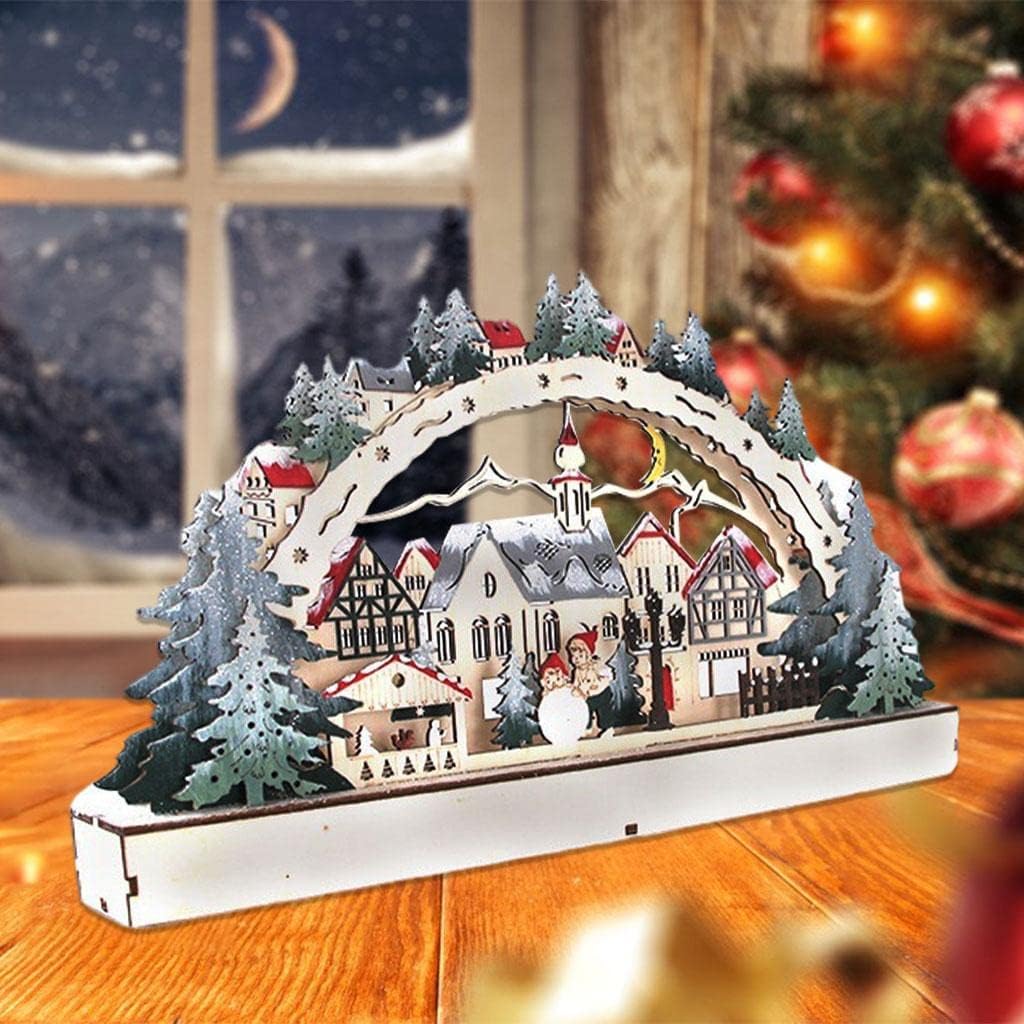 LED de Navidad de madera y decoración de escritorio para libros