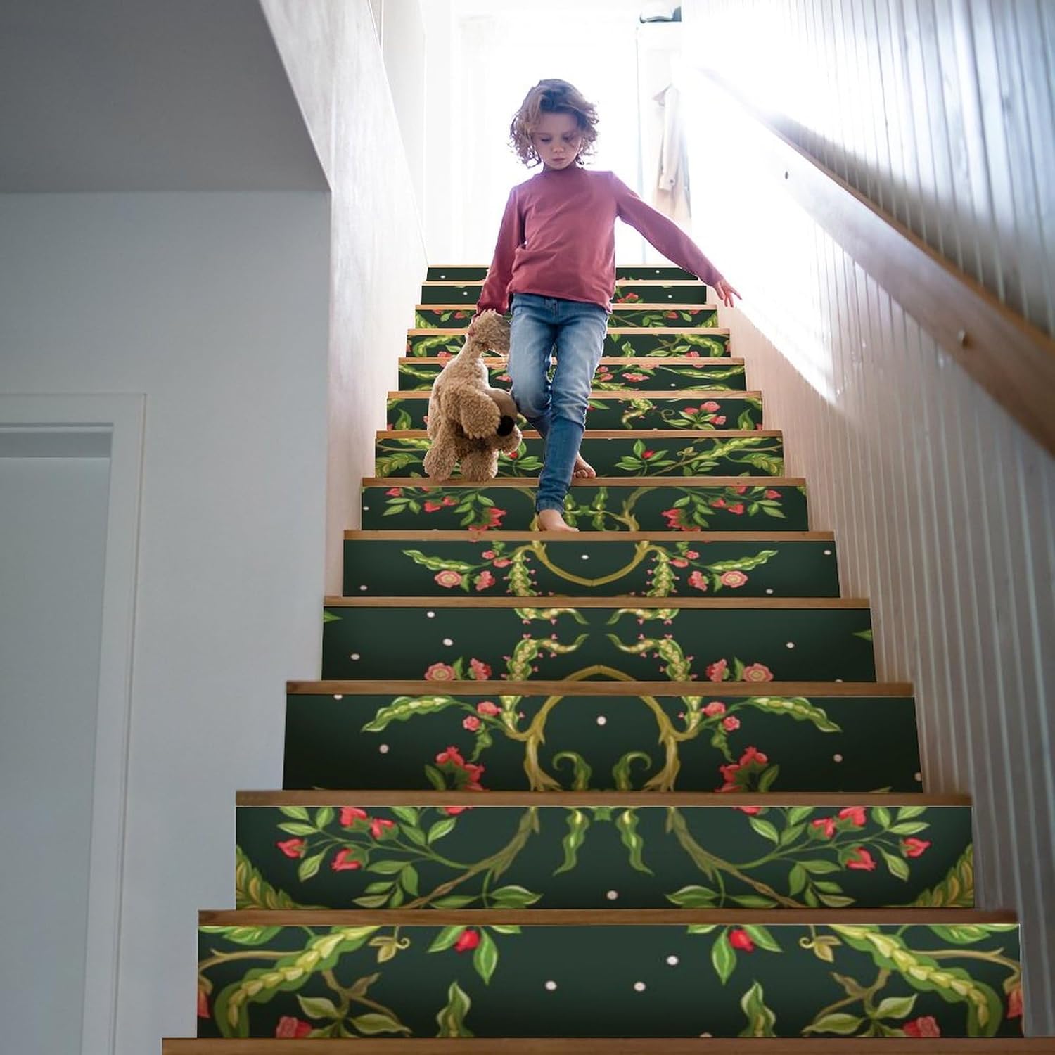 Brebasf – Calcomanías decorativas modernas de William Morris, diseño de galaxia de fantasía, diseño floral, girasol, 7.1 pulgadas de ancho x 39.4