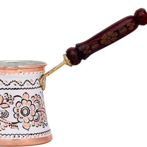 GOLDEN HORN Cezve Ibrik – Cafetera turca de cobre martillada grabada de 10 onzas con mango de madera, cafetera árabe pintada, cafetera griega Briki, GOLDEN HORN Cezve Ibrik – Cafetera turca de cobre martillada grabada de 10 onzas con mango de madera, cafetera árabe pintada, cafetera griega Briki,