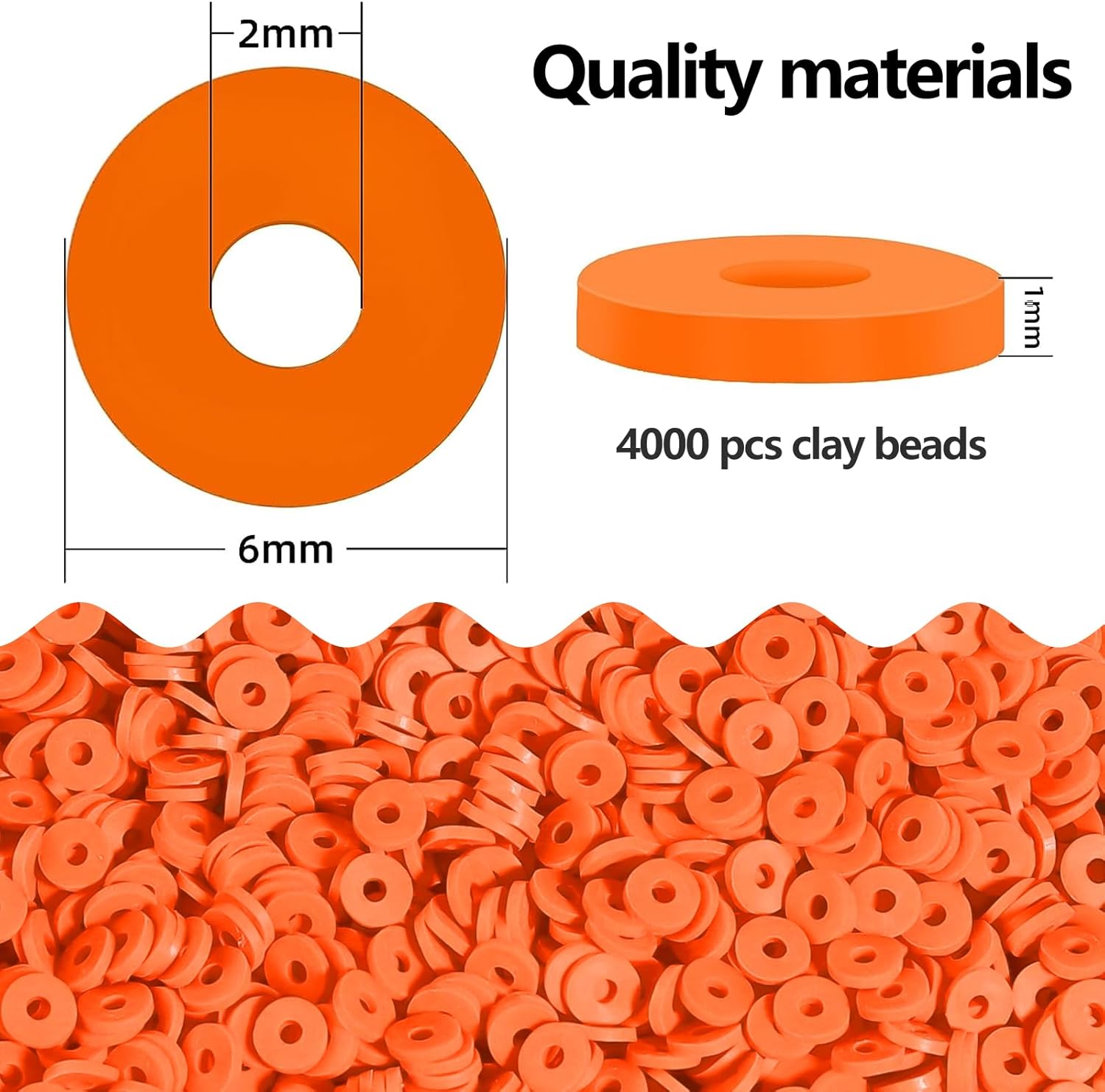 Gushu Juego de 4000 cuentas de arcilla naranja para hacer pulseras, cuentas Heishi planas redondas de polímero para hacer joyas, collares, aretes