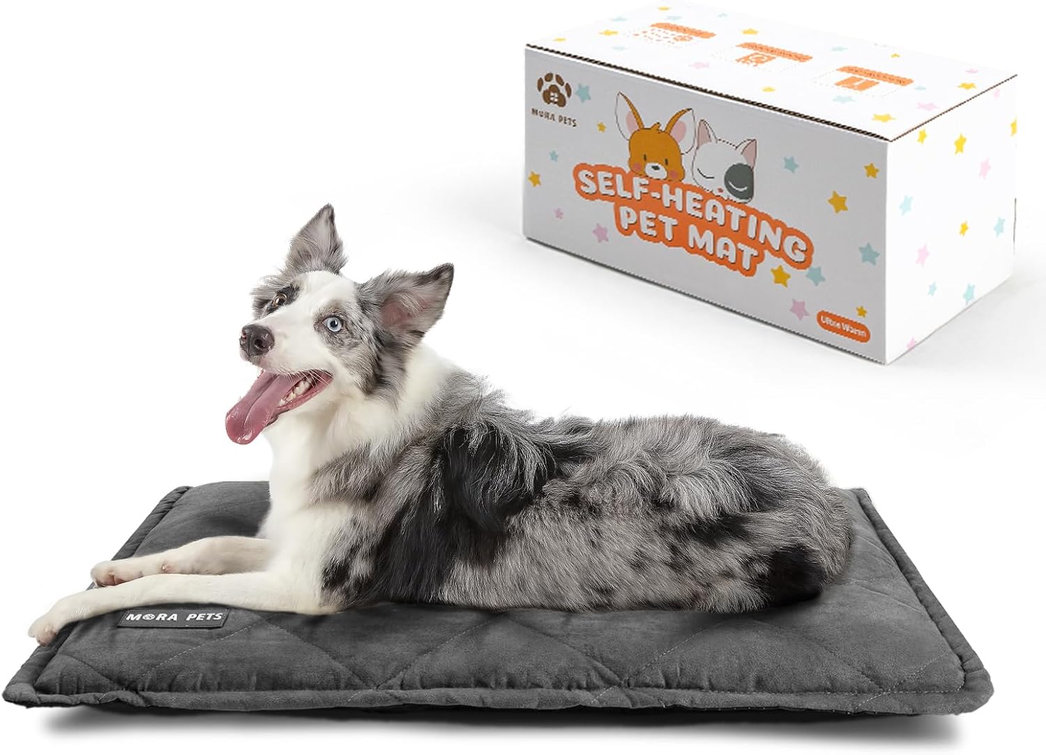 Mora Pets Almohadilla para jaula para perros medianos y grandes, color gris, 36 x 24 pulgadas, forro reversible, ultra suave y autocalentable,