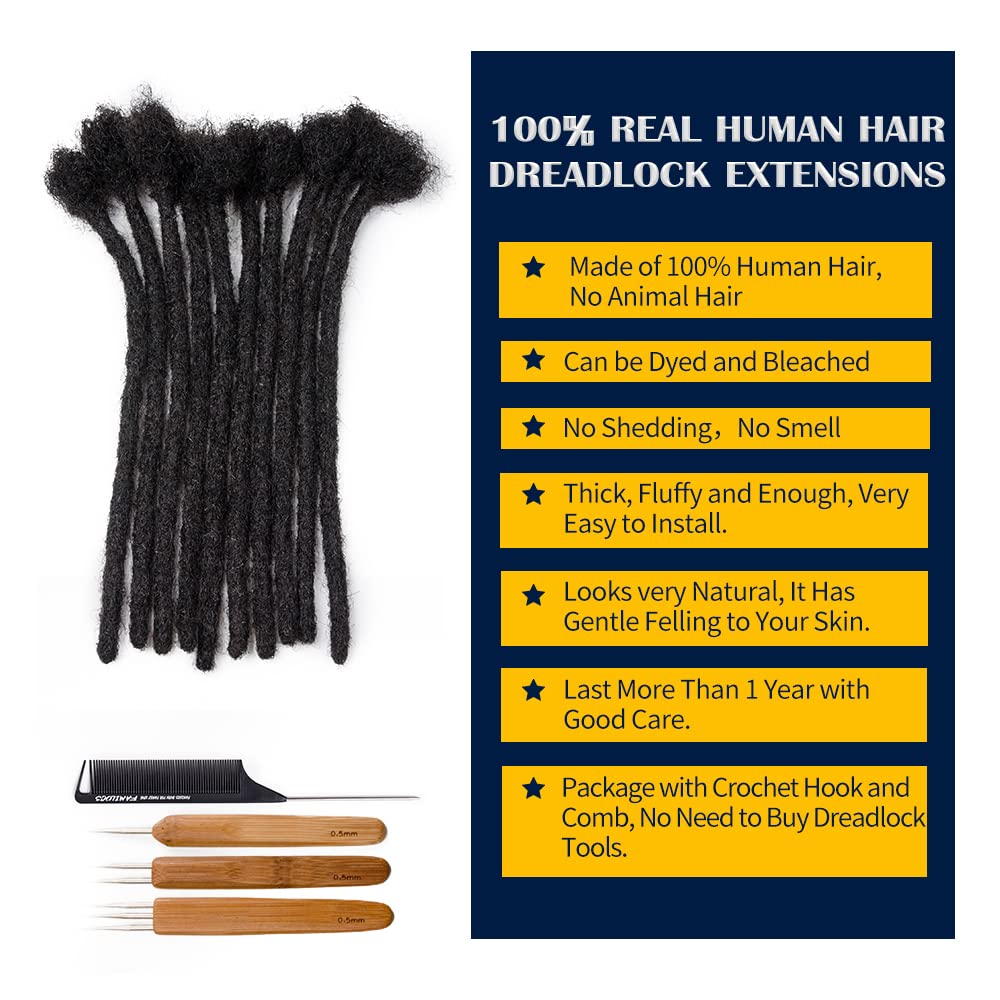 Extensiones de cabello 100% humano de 6 pulgadas, 0.2 in de ancho, 30 hebras hechas a mano, extensiones de rastas permanentes para mujereshombres,
