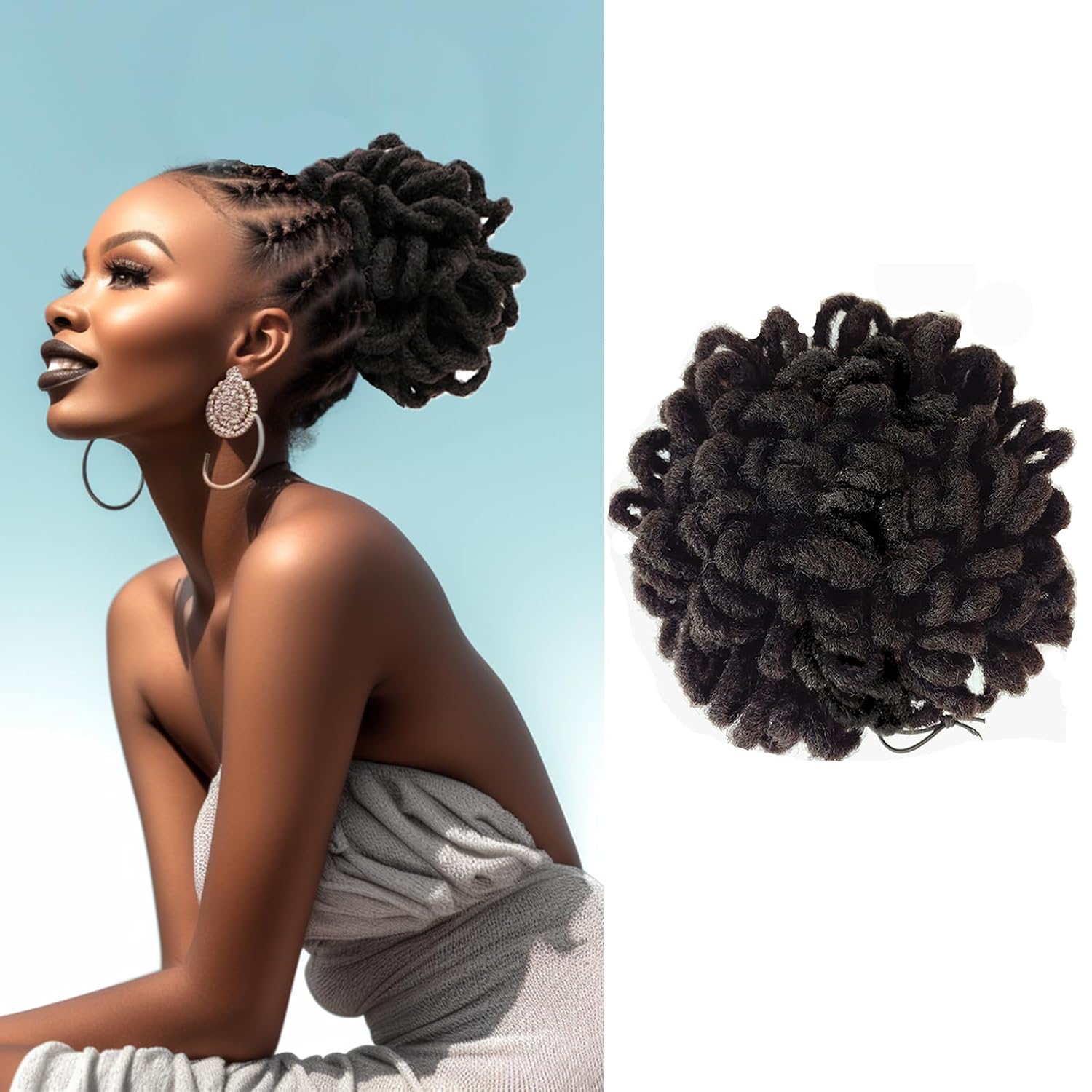 Liliyab DreadLocks Chignons Afro High Puff – Cola de caballo con cordón para coleta, extensiones de pelo sintético con clip, cola de caballo para