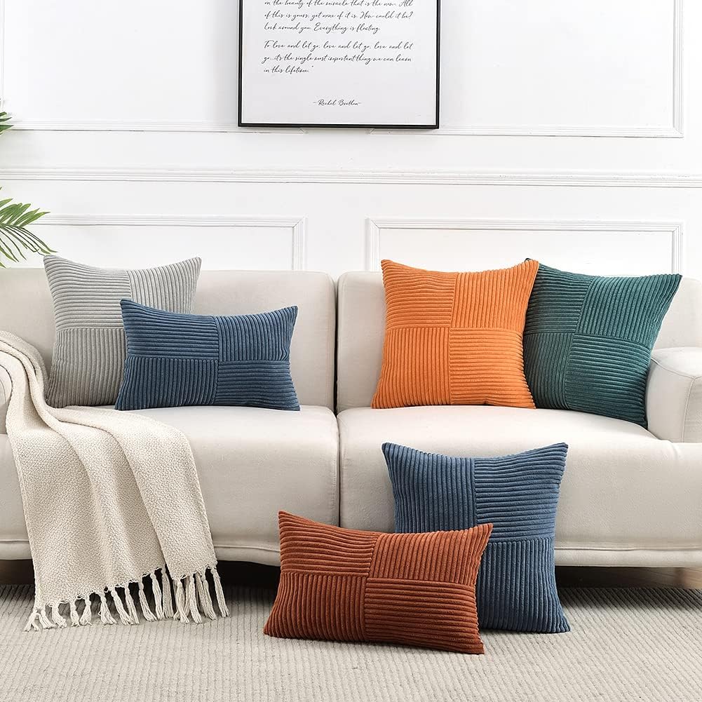 Fancy Homi Fundas de almohada decorativas de color óxido de 20 x 20 pulgadas para sala de estar, sofá cama, estilo rústico, estilo bohemio,