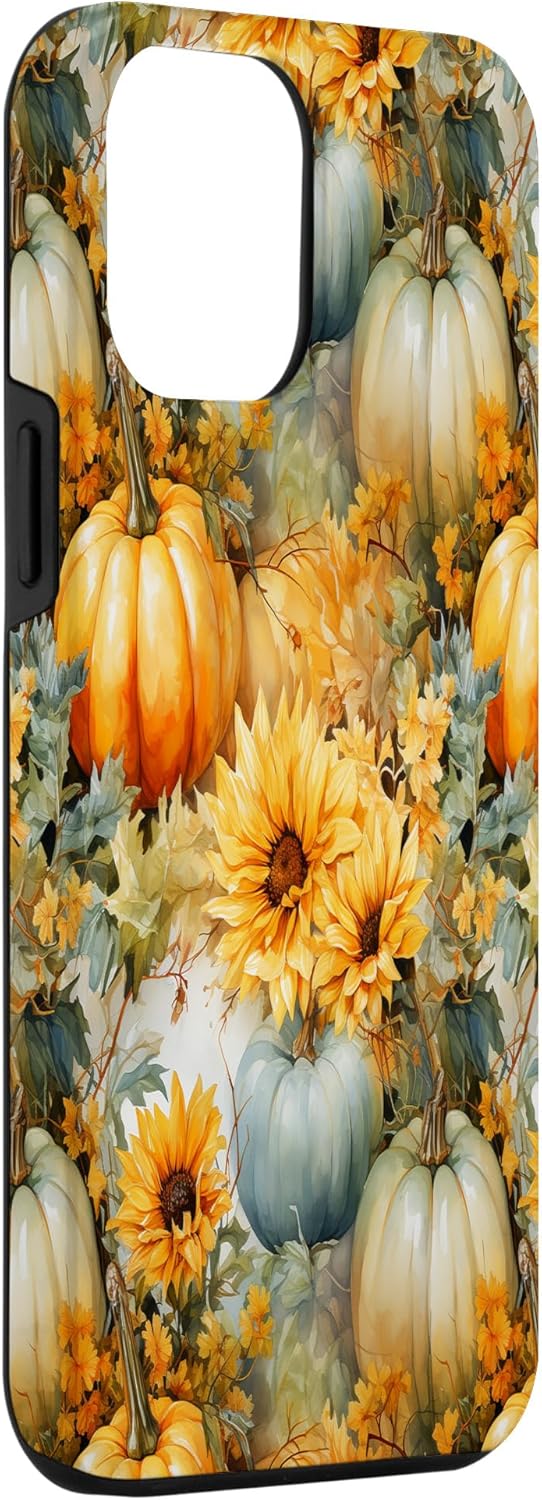 Funda para iPhone 12 Pro Max otoño flor otoño calabaza