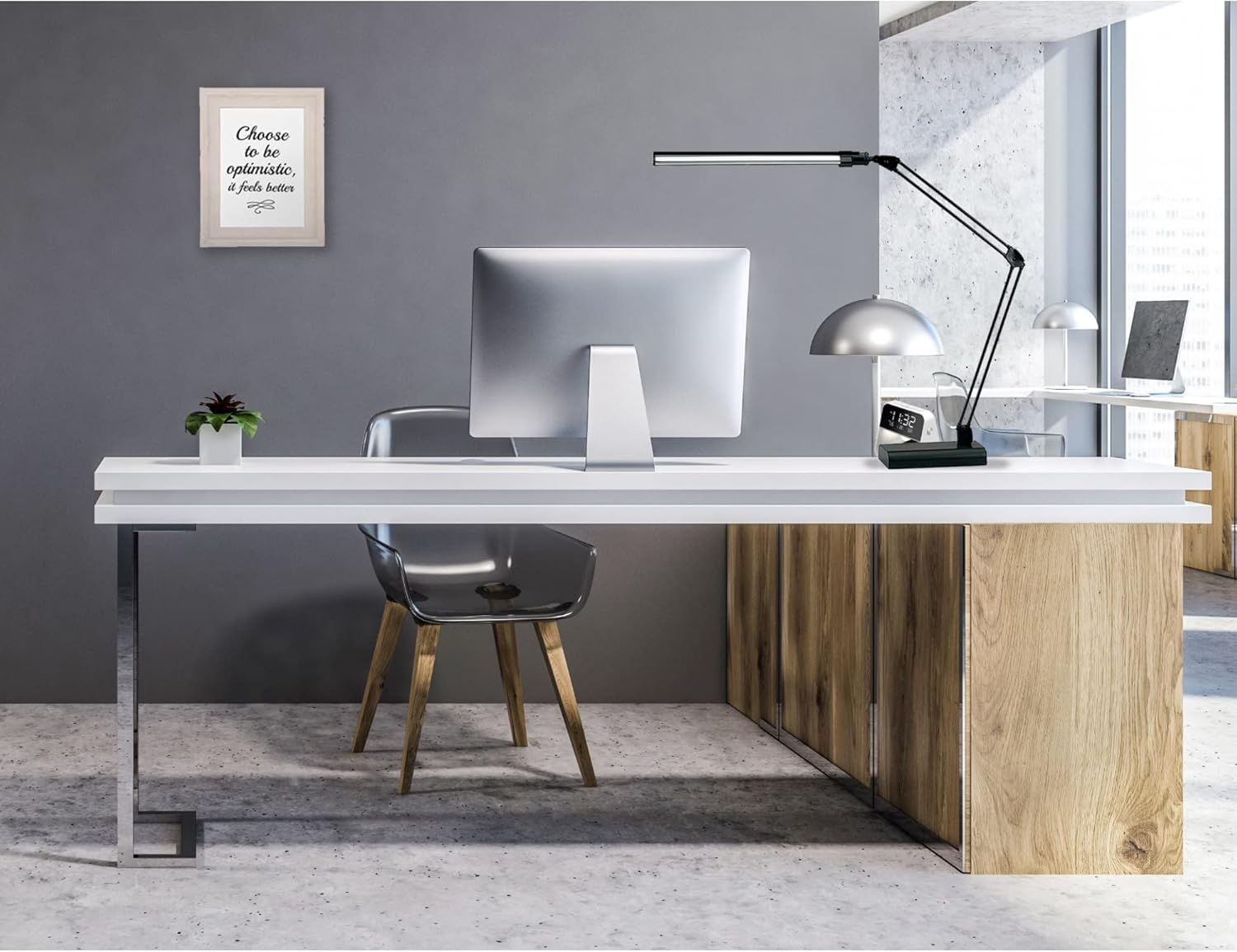 Realspace Arquitecto lámpara de escritorio, ajustable, 21-12″H, negroplata
