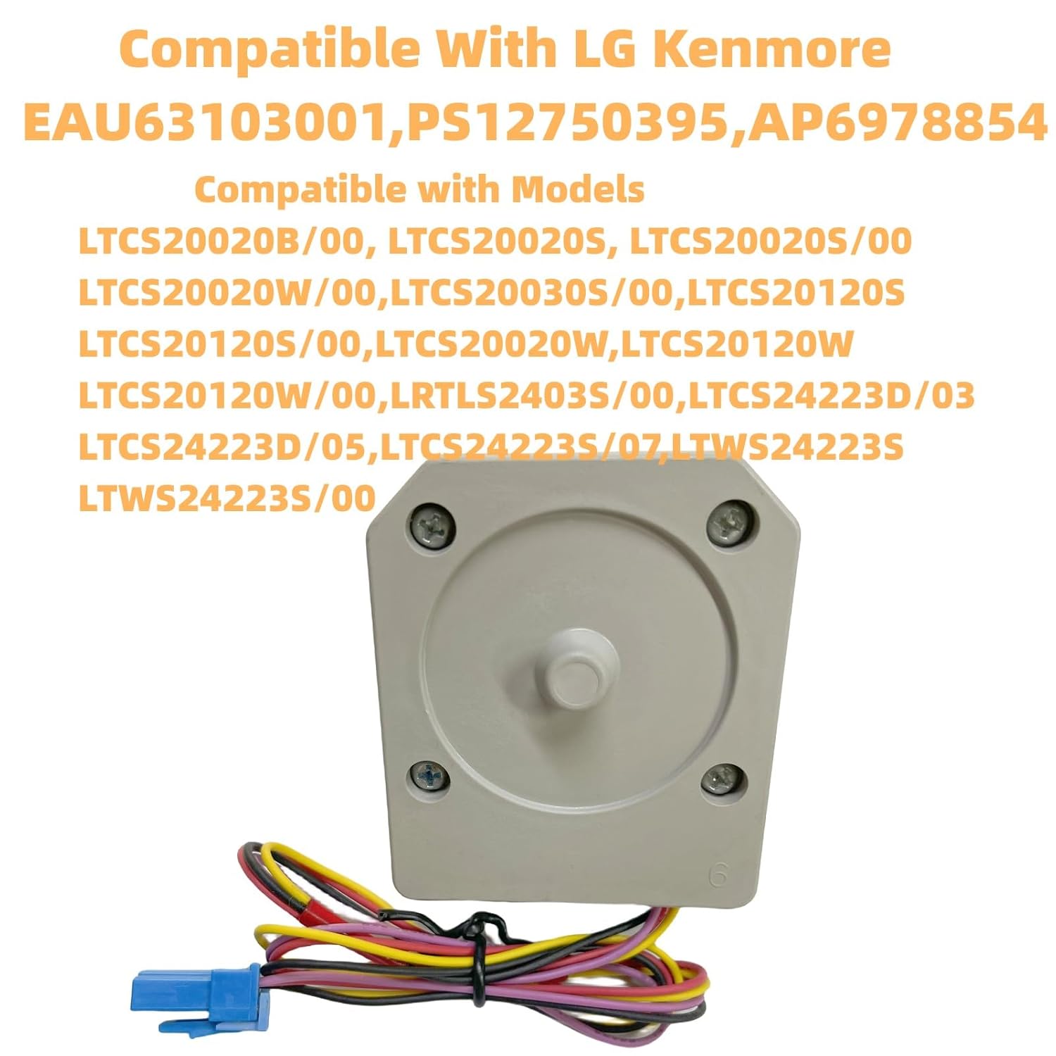 Motor del ventilador del condensador EAU63103012 para refrigeradores LG Kenmore, reemplaza EAU63103001, PS12750395, AP6978854, DC 12.0V 0.51A,