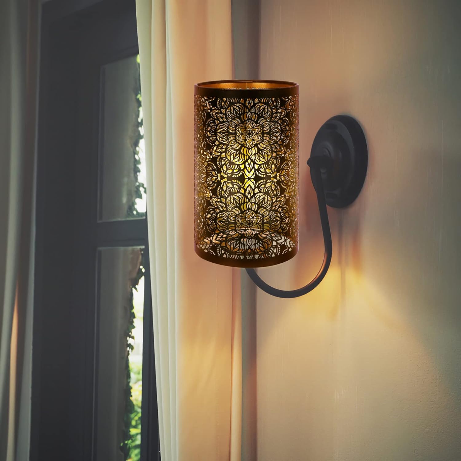 Housoutil Pantalla hueca de la lámpara de escritorio de la pantalla de la lámpara colgante de metal negro lámpara de malla de metal negro cubierta