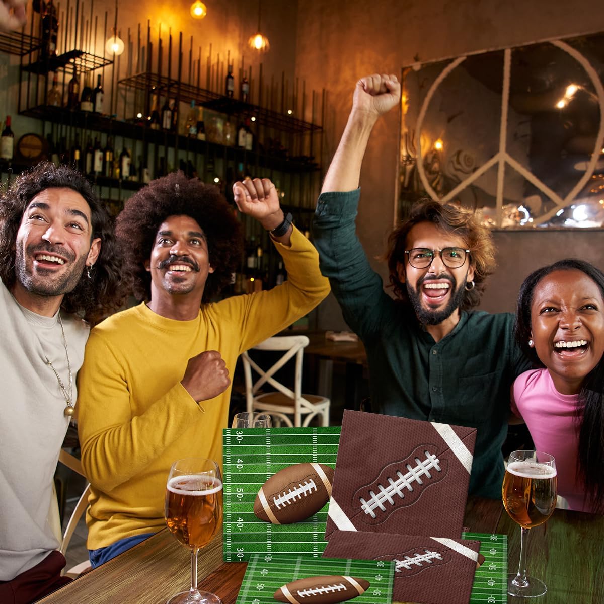 Suministros de fiesta de cumpleaños de fútbol, 40 servilletas de fiesta de fútbol, decoración de mesa temática de fútbol para touchdown fiesta de