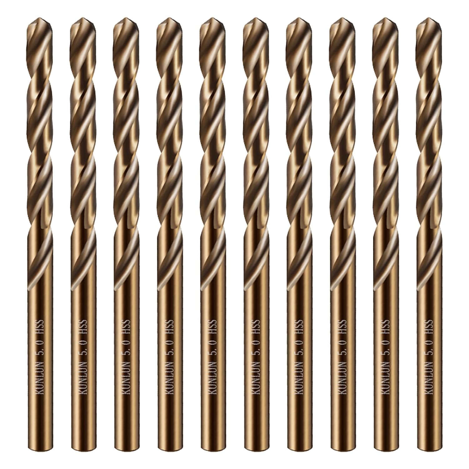 Broca de cobalto de 18 pulgadas (10 unidades), juego de brocas de metal M35 HSS para madera, metal duro, acero inoxidable, acero cobalto M35
