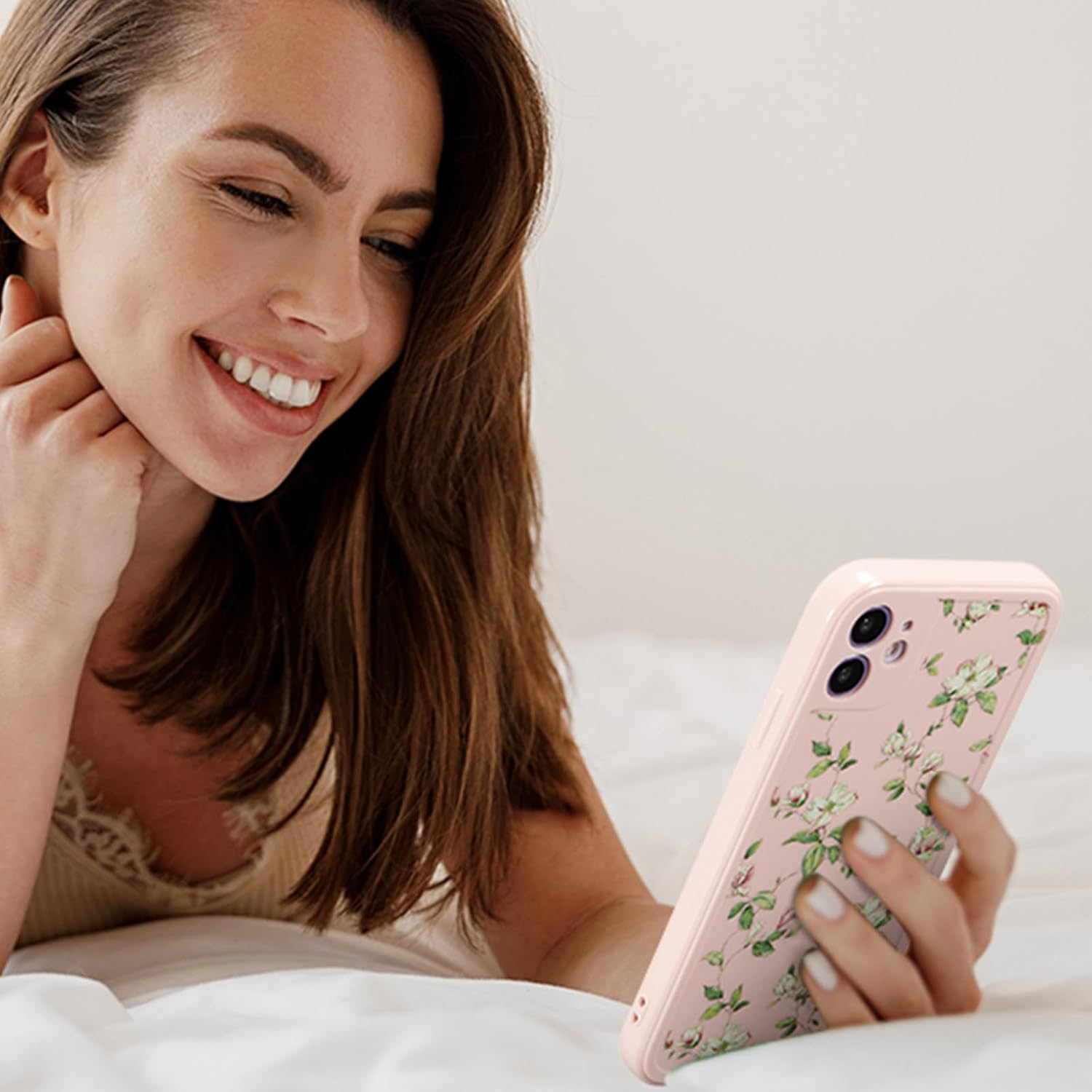 ZTOFERA – Carcasa de silicona para iPhone 11 (6,1 pulgadas), diseño de flores florales, color rosa