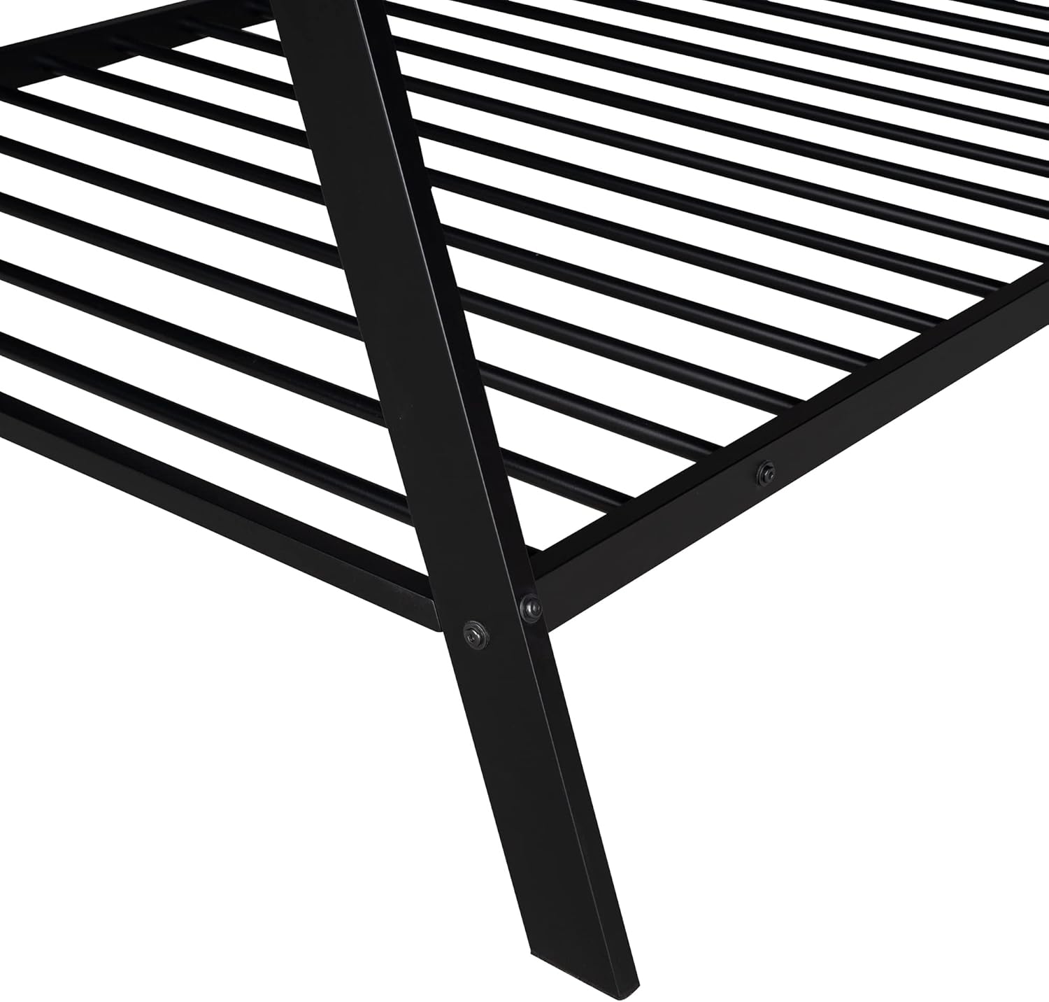 Lifeand Marco de cama de tamaño individual, cama de metal con listones para niños, niñas, niños, no necesita somier, color negro