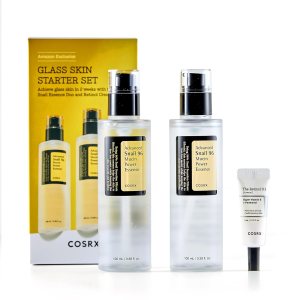 COSRX Juego de iniciación de Glass Skin para principiantes, Advanced Snail 96 Mucin Power Essence (3.38 onzas líquidas x 2) y Retinol 0.1 Cream Mini COSRX Juego de iniciación de Glass Skin para principiantes, Advanced Snail 96 Mucin Power Essence (3.38 onzas líquidas x 2) y Retinol 0.1 Cream Mini