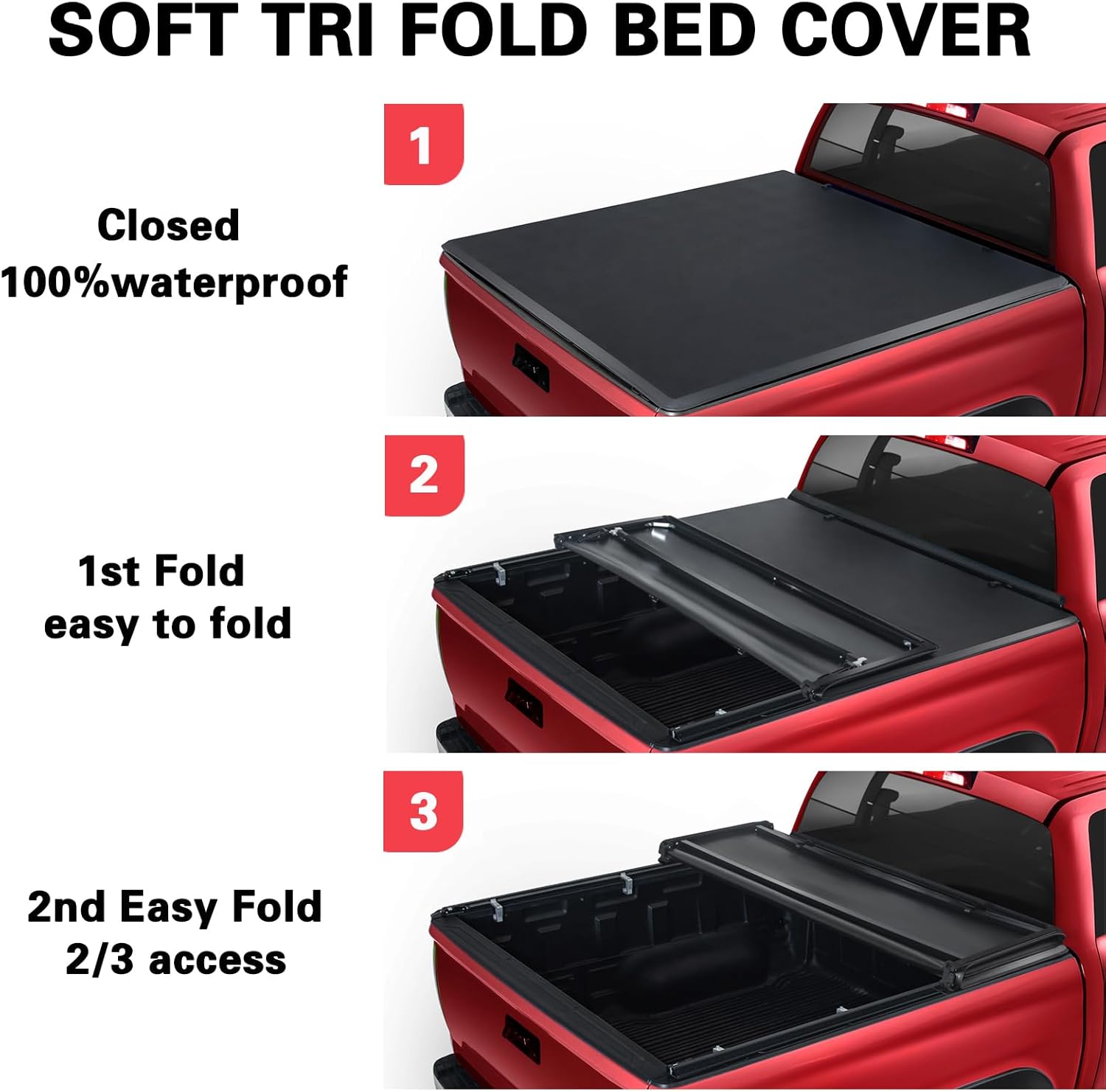 Funda Tonneau de 5 pies para camioneta Ford Ranger, funda suave compatible con Ford Ranger 2019-2023 5 pies FleetsideStyleside cama (61 pulgadas)