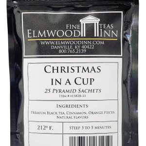 Elmwood Inn Tés finos, Navidad en una taza, té negro de canela, 25 bolsitas de té piramidales Elmwood Inn Tés finos, Navidad en una taza, té negro de canela, 25 bolsitas de té piramidales
